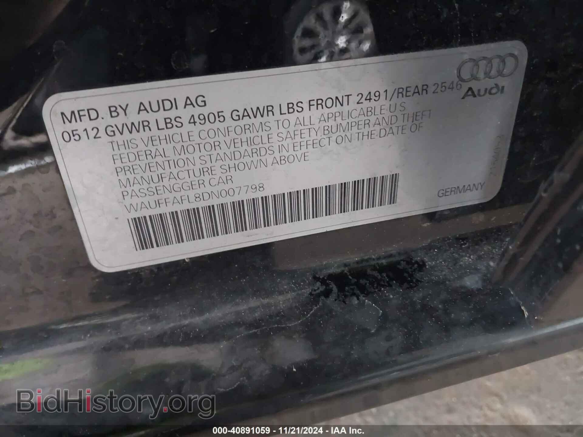 2013 AUDI A4 - VIN: WAUFFAFL8DN007798 - Фото 9