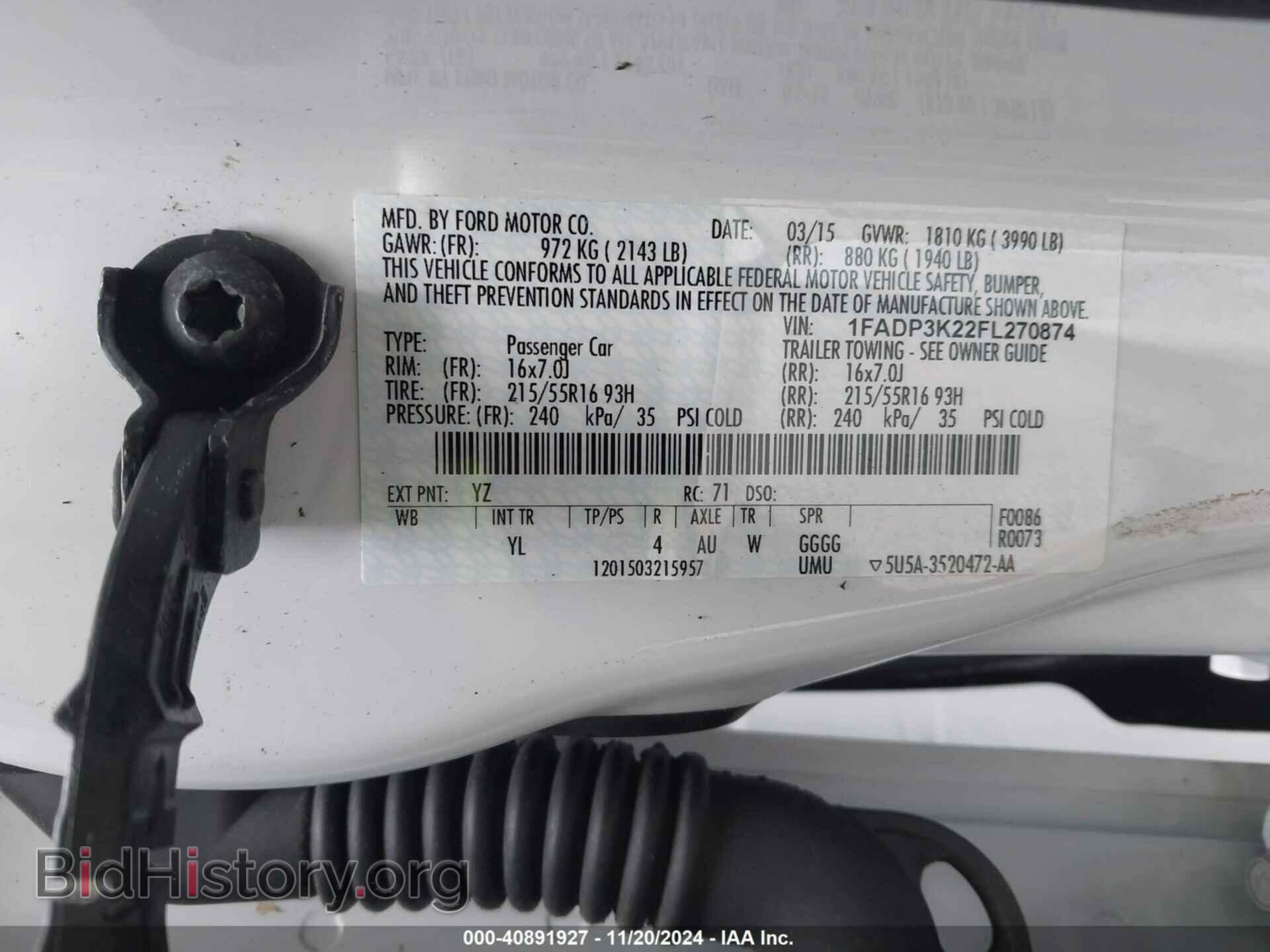 2015 FORD FOCUS - VIN: 1FADP3K22FL270874 - Photo 9