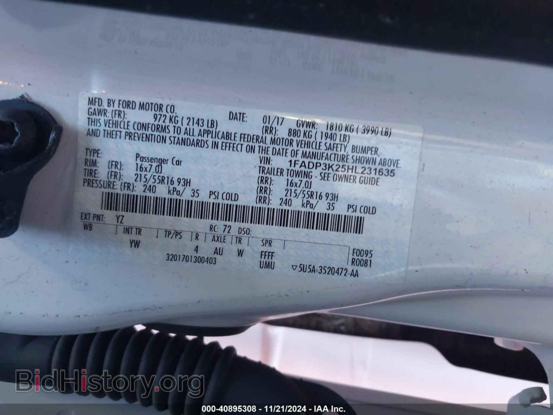 2017 FORD FOCUS - VIN: 1FADP3K25HL231635 - Фото 9