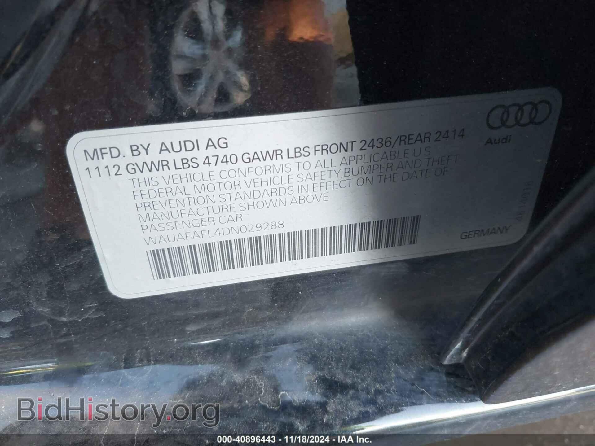2013 AUDI A4 - VIN: WAUAFAFL4DN029288 - Фото 9