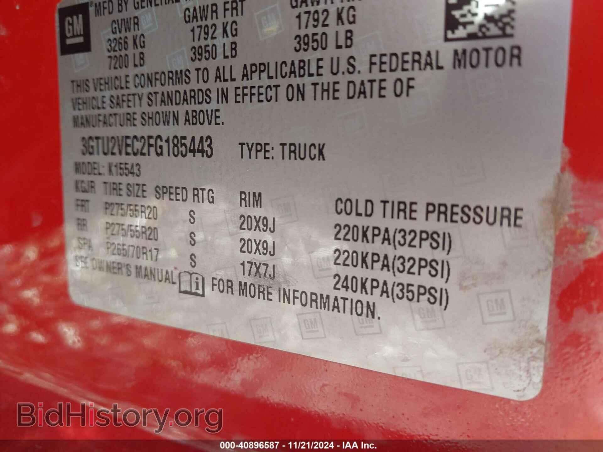 2015 GMC SIERRA 1500 - VIN: 3GTU2VEC2FG185443 - Фото 9