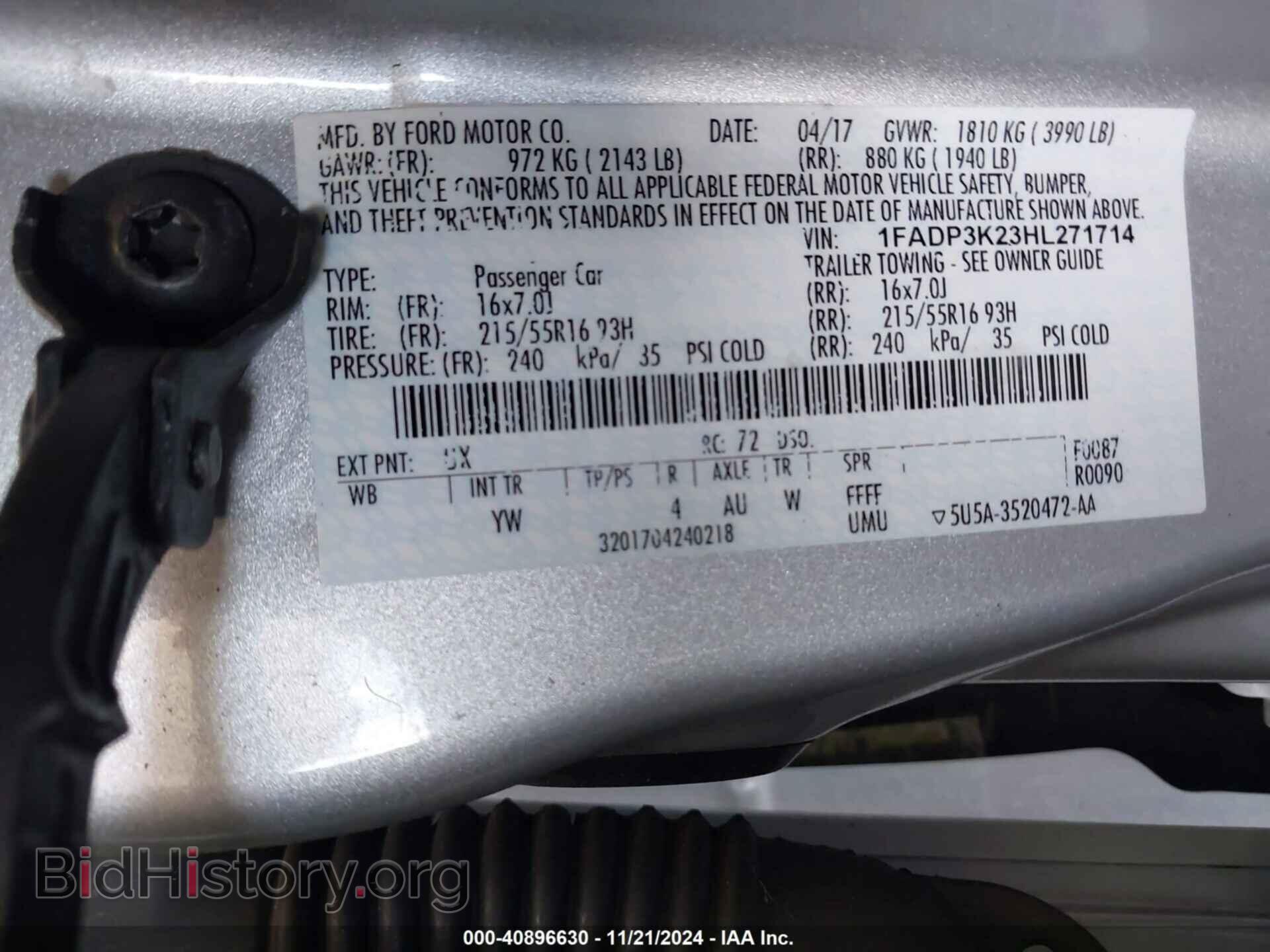 2017 FORD FOCUS - VIN: 1FADP3K23HL271714 - Фото 9