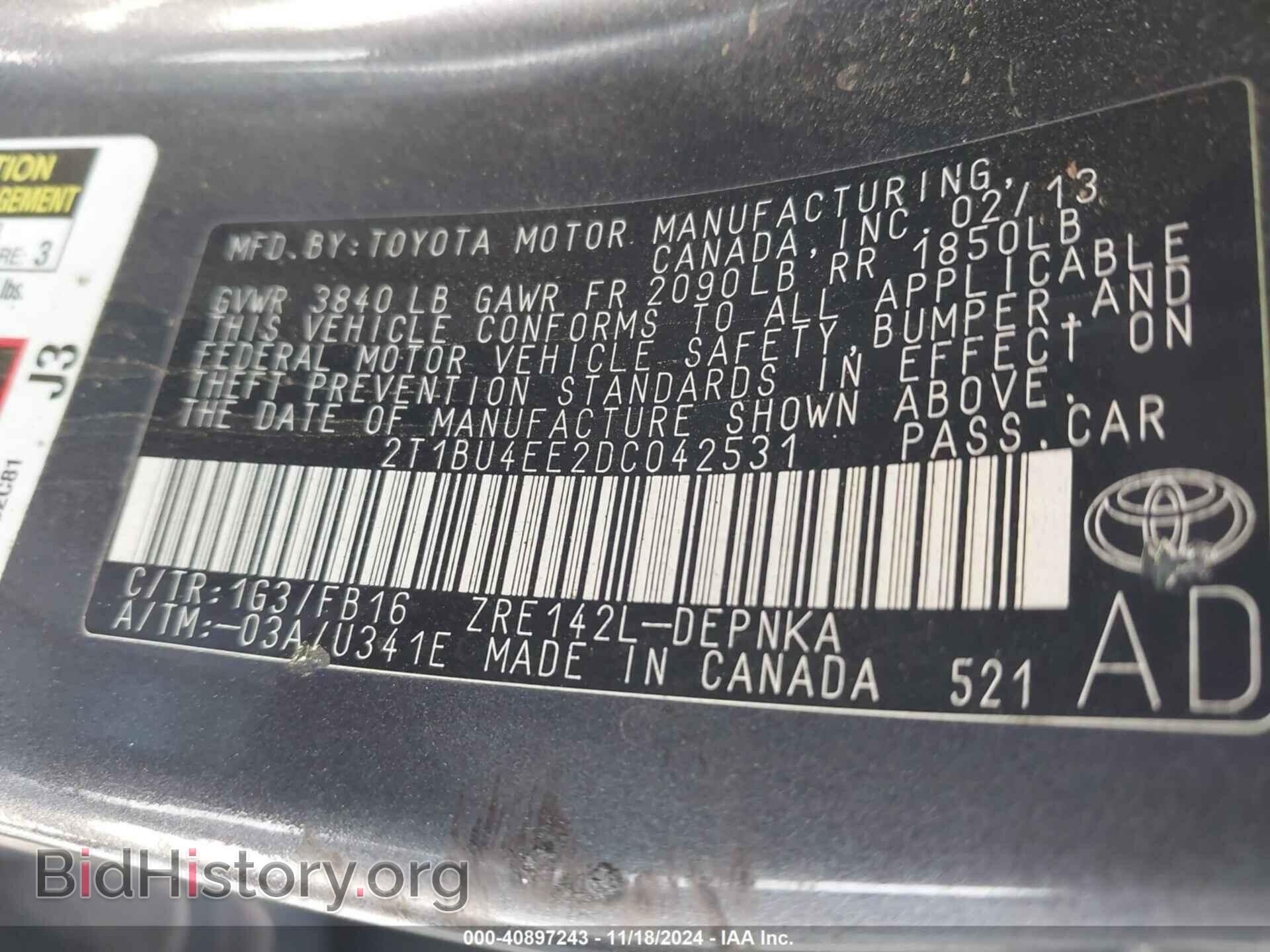 2013 TOYOTA COROLLA - VIN: 2T1BU4EE2DC042531 - Фото 9