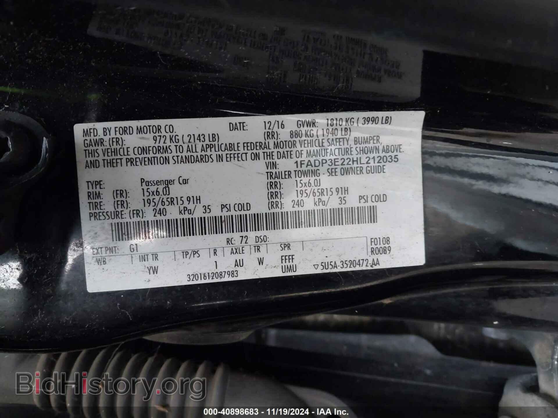 2017 FORD FOCUS - VIN: 1FADP3E22HL212035 - Фото 9