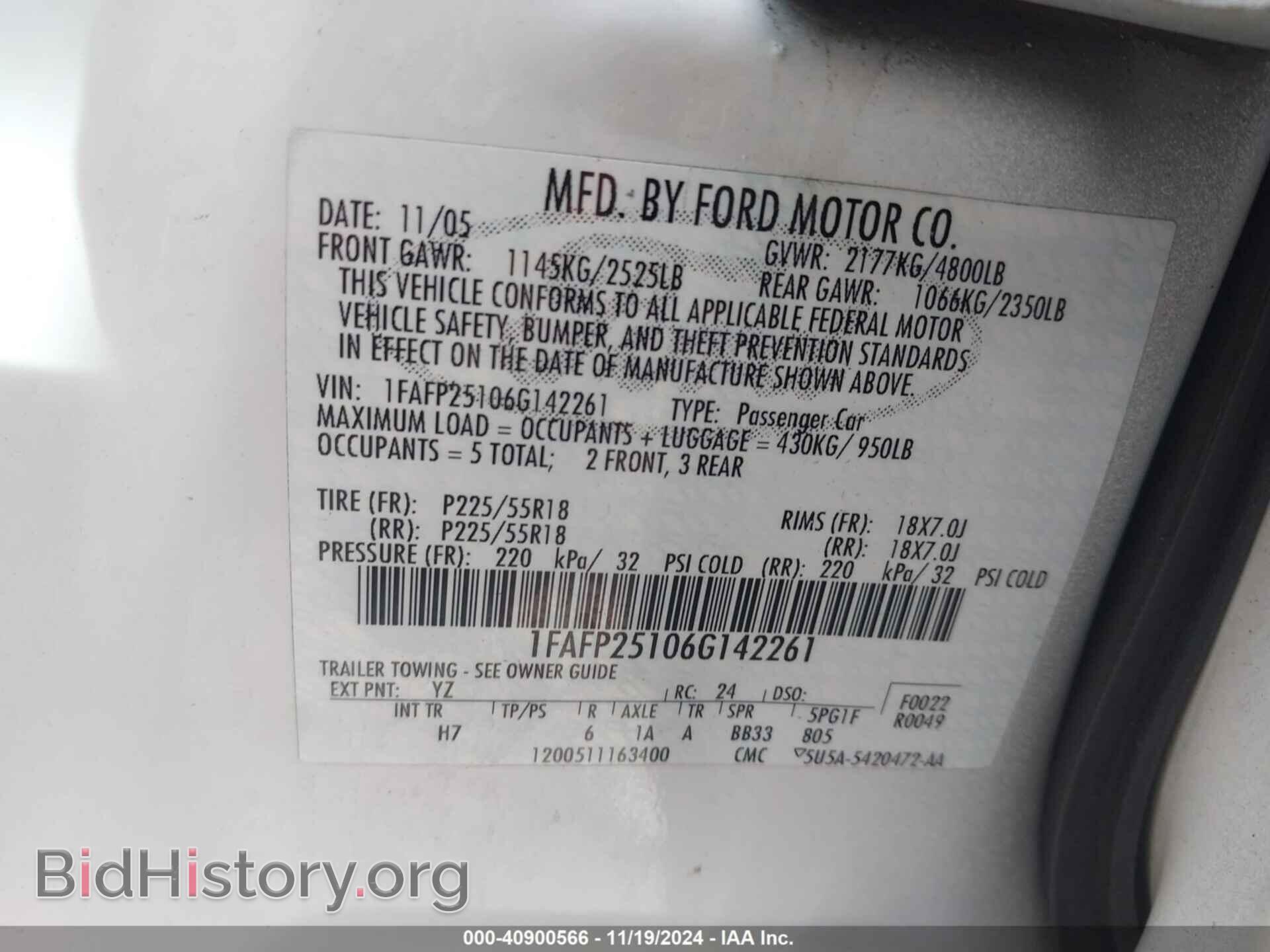 2006 FORD FIVE HUNDRED - VIN: 1FAFP25106G142261 - Фото 9