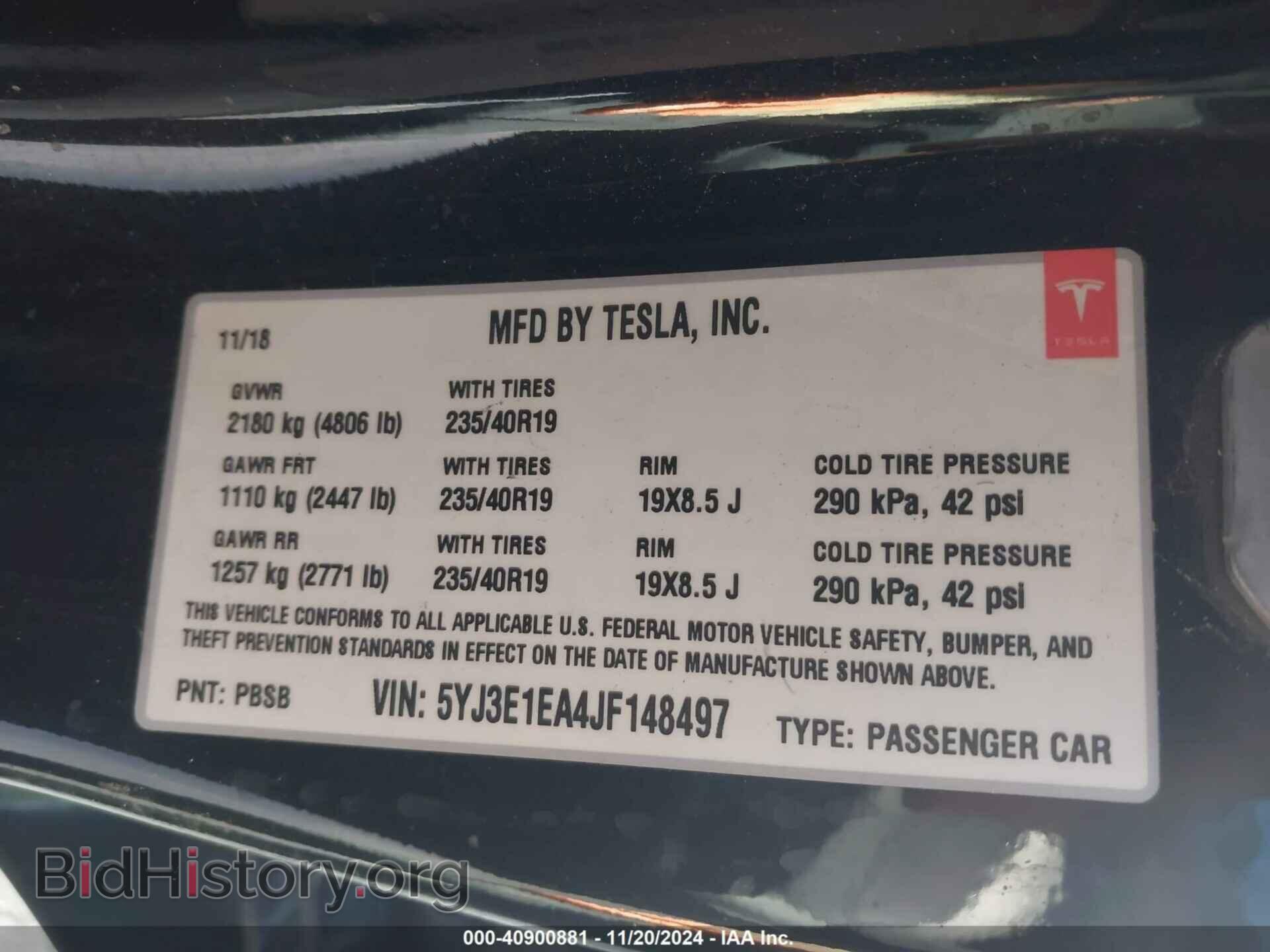 2018 TESLA MODEL 3 - VIN: 5YJ3E1EA4JF148497 - Фото 8