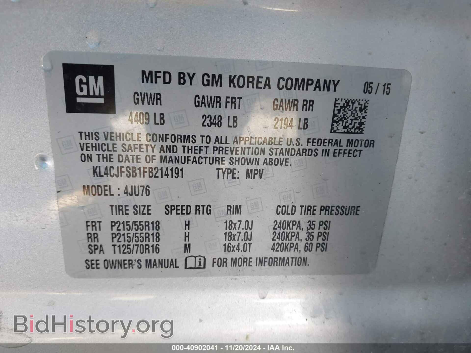 2015 BUICK ENCORE - VIN: KL4CJFSB1FB214191 - Photo 9