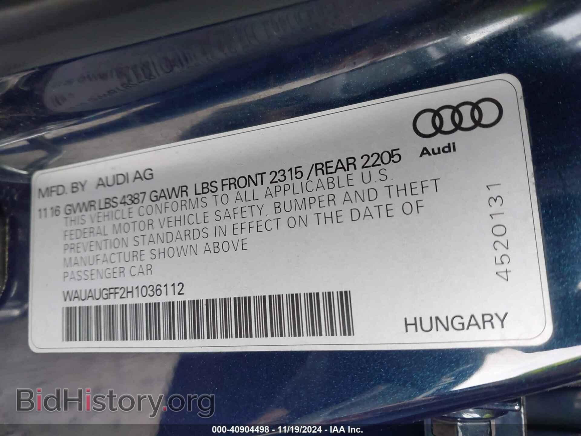2017 AUDI A3 - VIN: WAUAUGFF2H1036112 - Photo 9