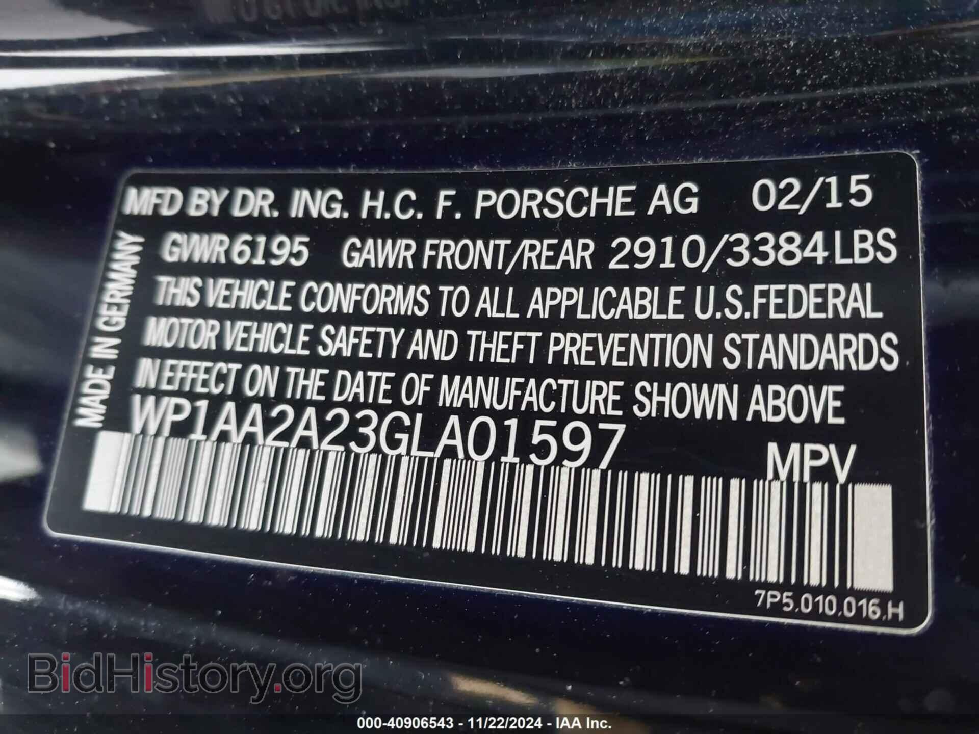 2016 PORSCHE CAYENNE - VIN: WP1AA2A23GLA01597 - Фото 9