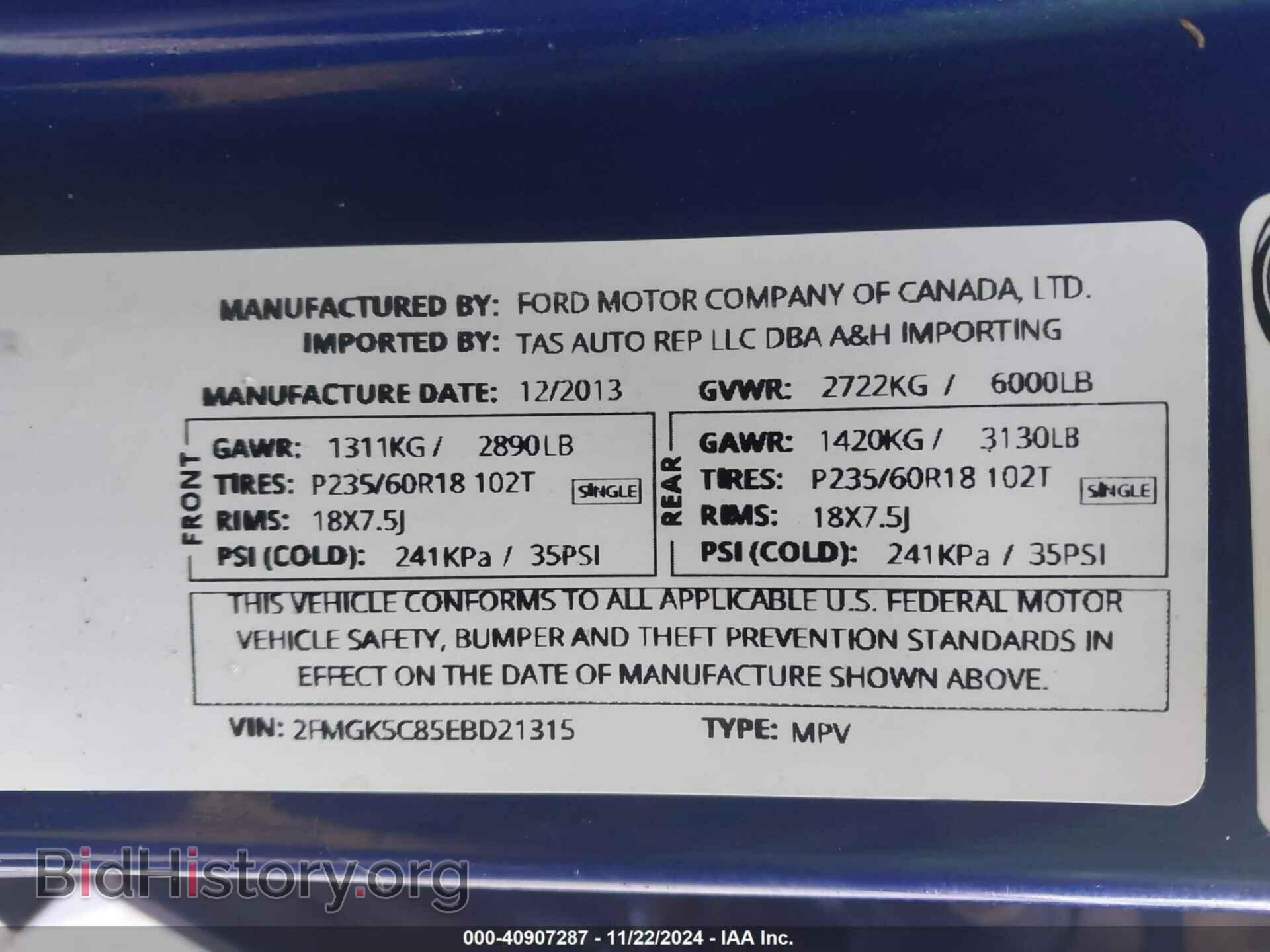 2014 FORD FLEX - VIN: 2FMGK5C85EBD21315 - Photo 9