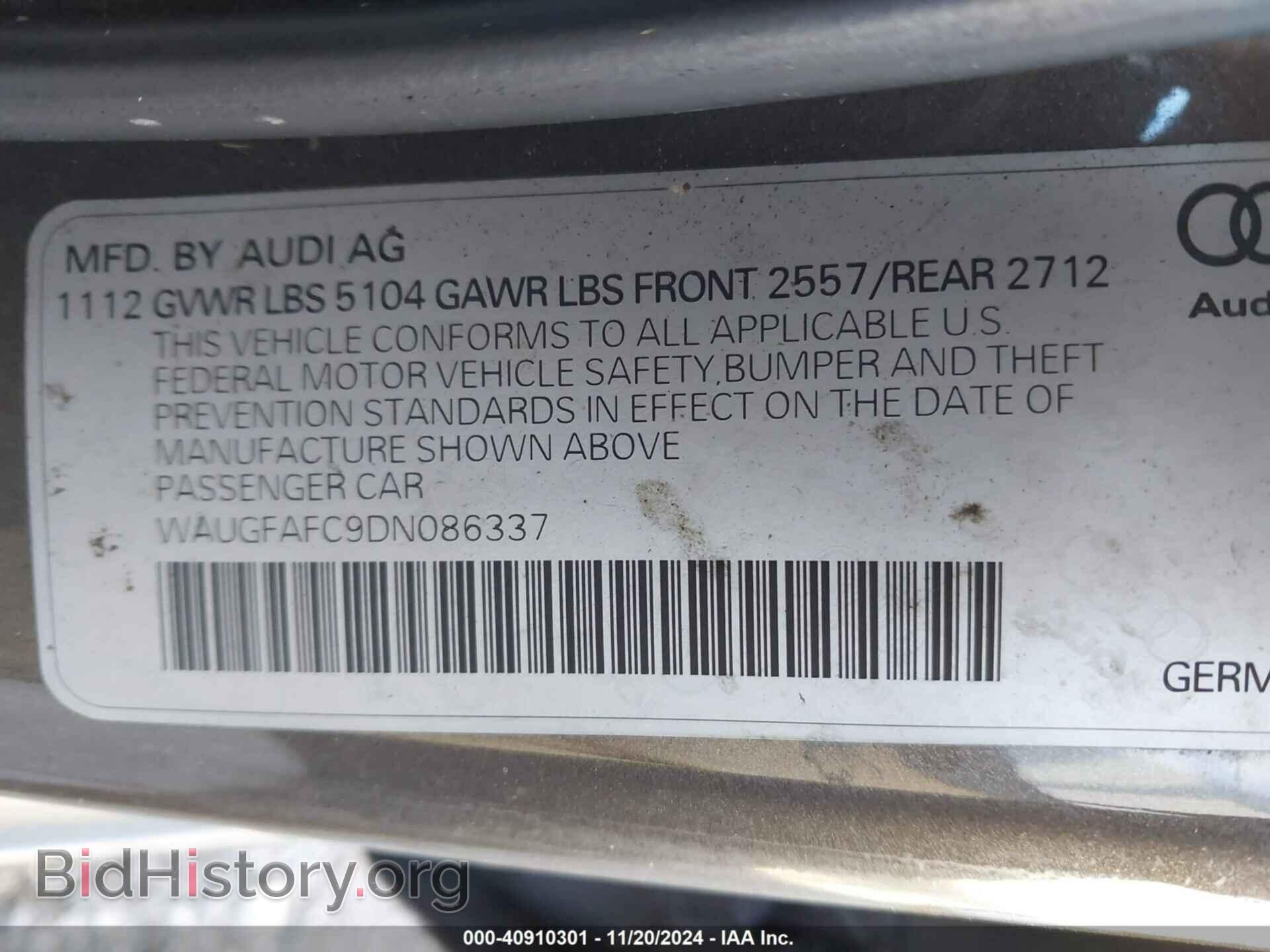 2013 AUDI A6 - VIN: WAUGFAFC9DN086337 - Фото 9
