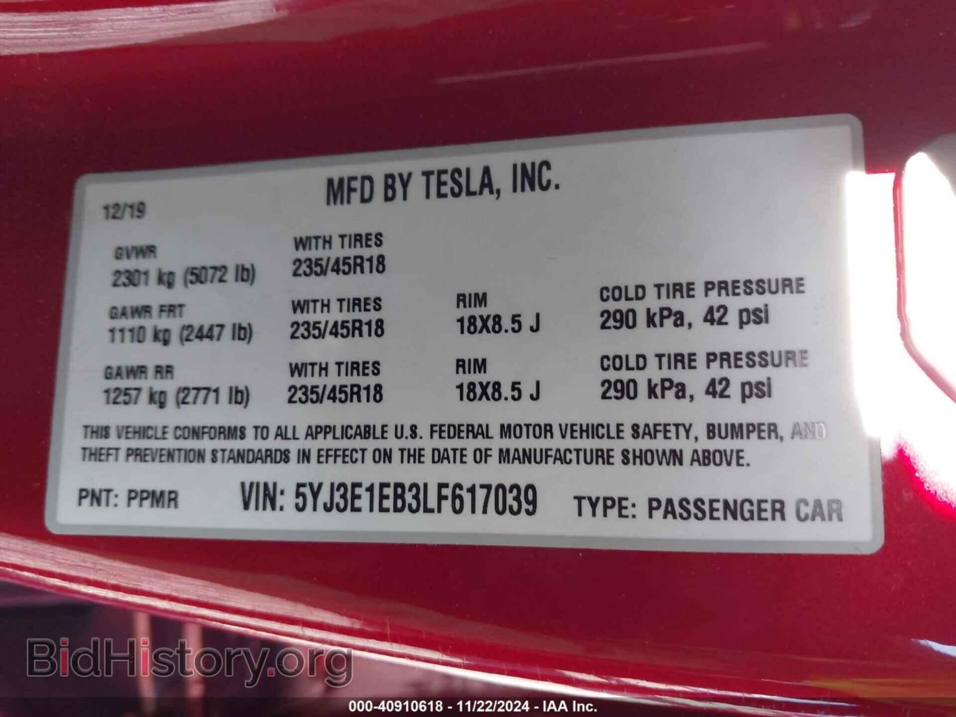 2020 TESLA MODEL 3 - VIN: 5YJ3E1EB3LF617039 - Фото 9