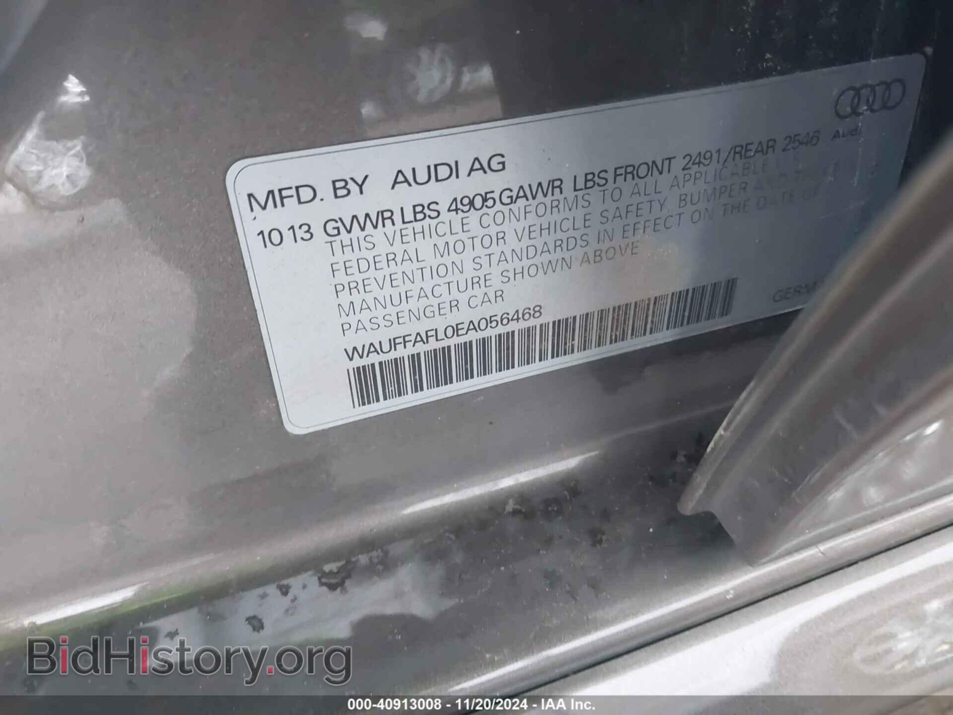2014 AUDI A4 - VIN: WAUFFAFL0EA056468 - Фото 9