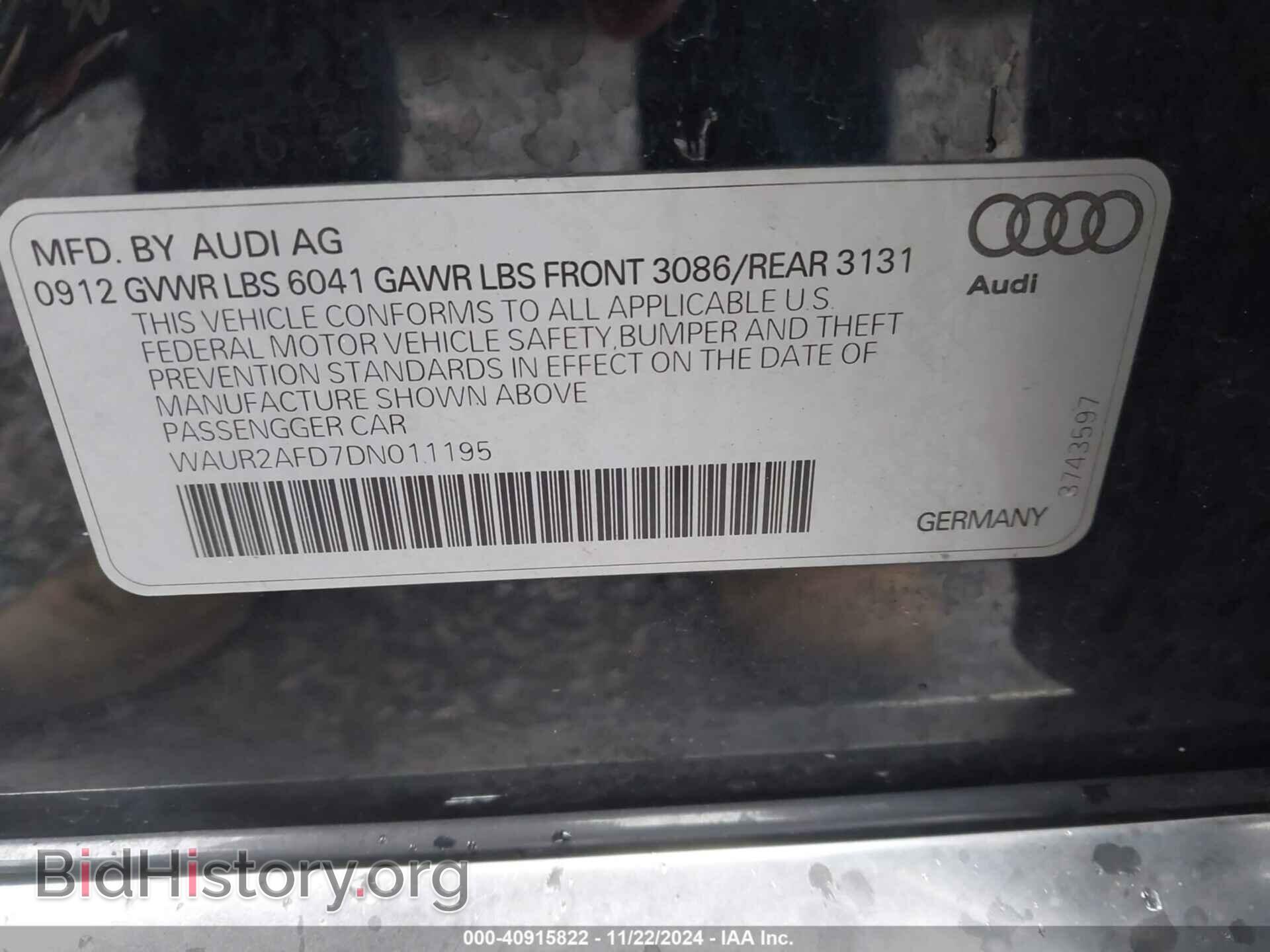 2013 AUDI A8 L - VIN: WAUR2AFD7DN011195 - Photo 9