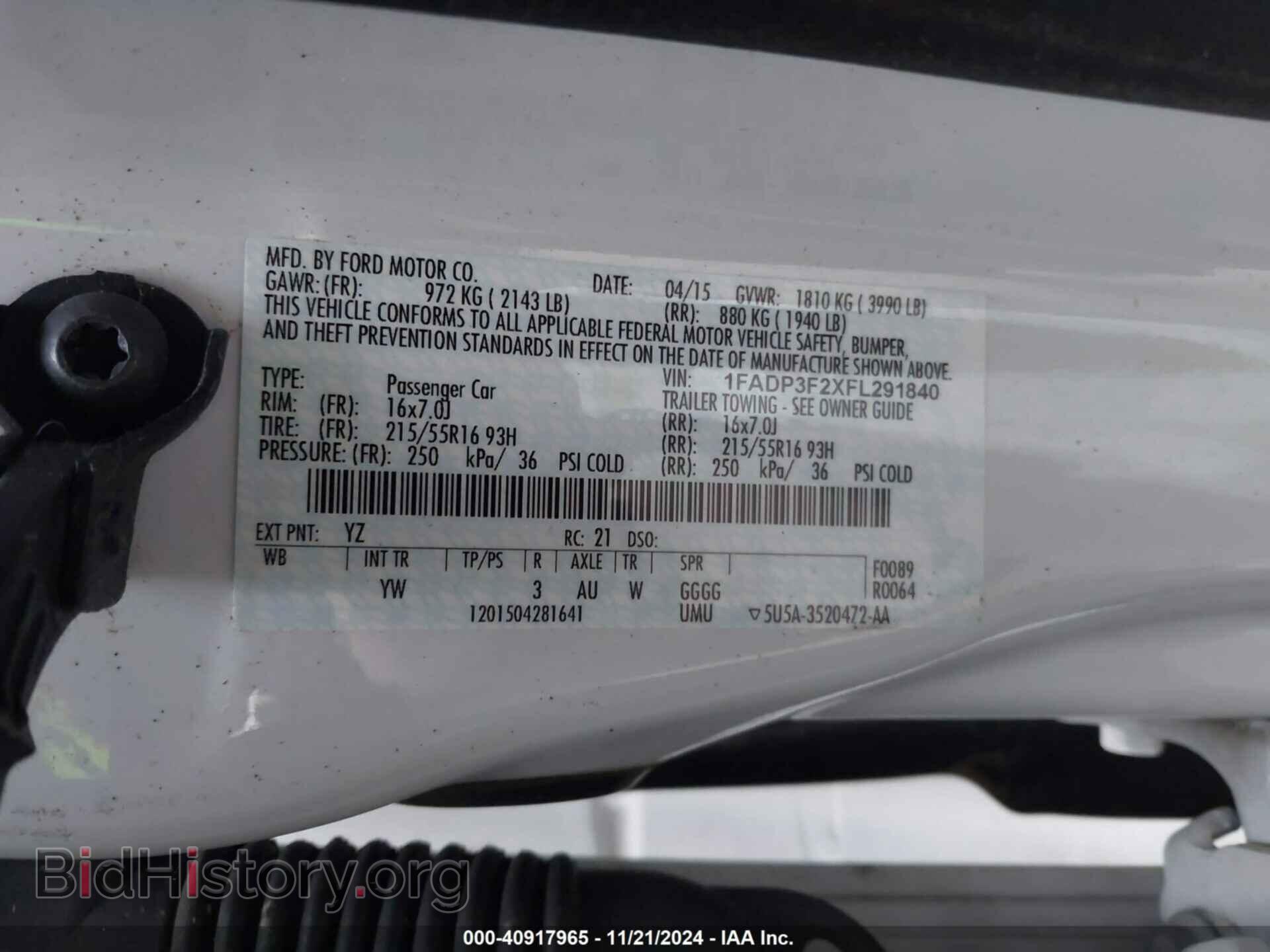 2015 FORD FOCUS - VIN: 1FADP3F2XFL291840 - Фото 9