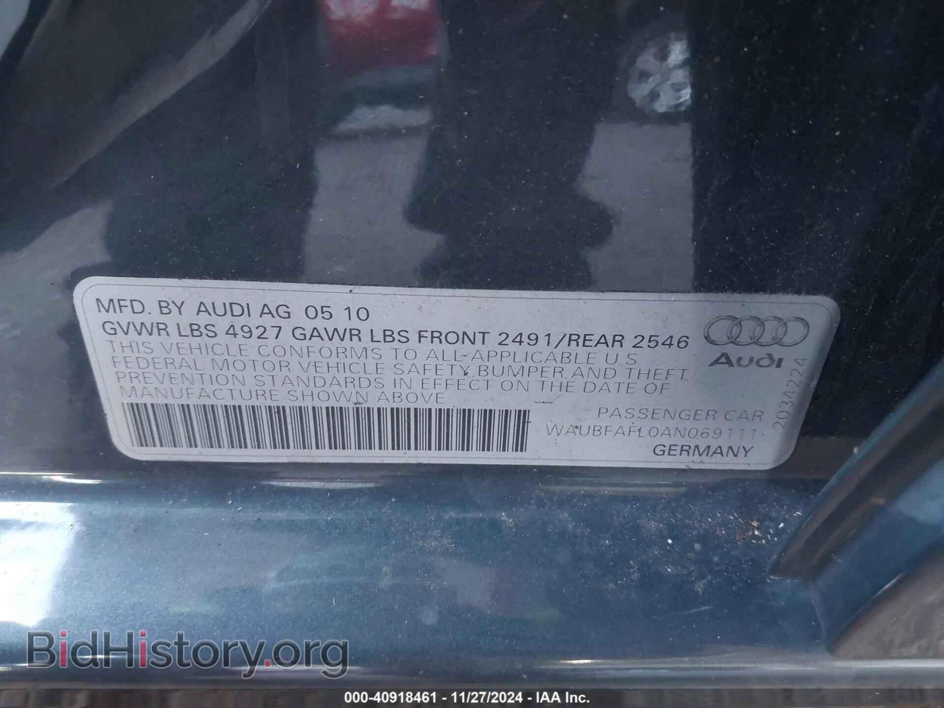 2010 AUDI A4 - VIN: WAUBFAFL0AN069111 - Фото 9
