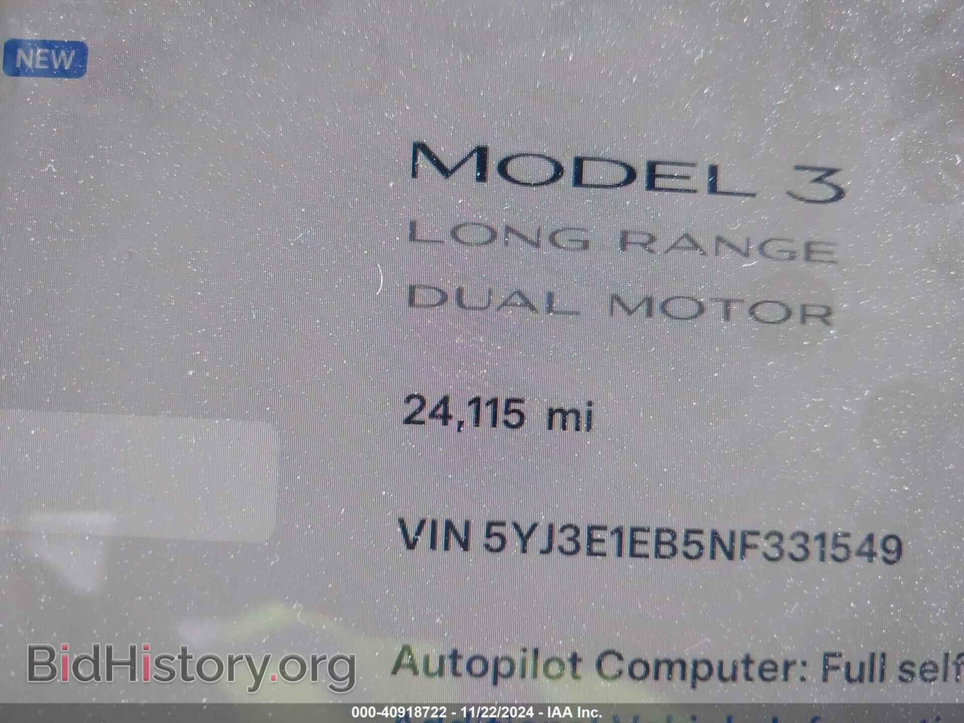 2022 TESLA MODEL 3 - VIN: 5YJ3E1EB5NF331549 - Фото 7