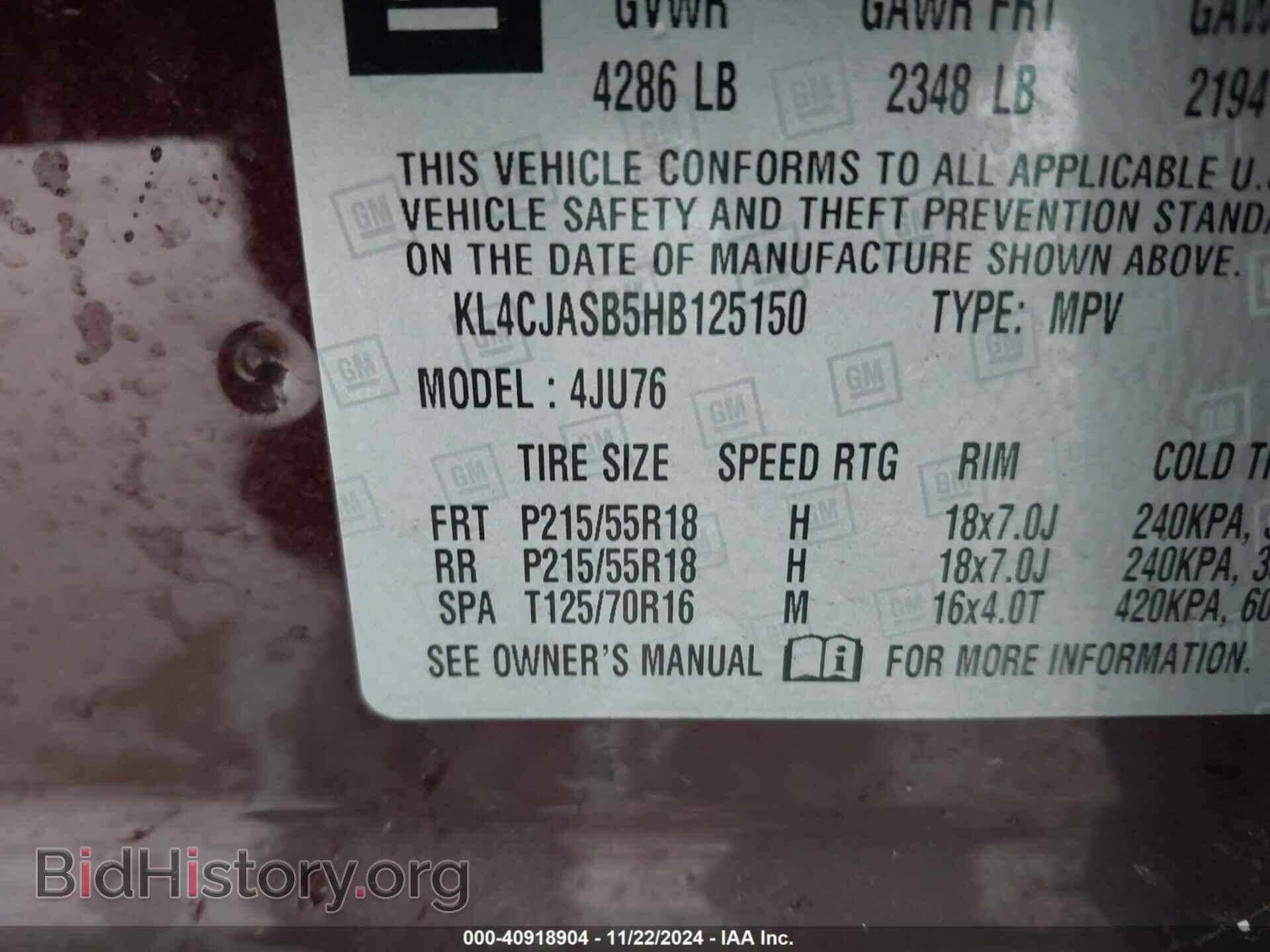 2017 BUICK ENCORE - VIN: KL4CJASB5HB125150 - Photo 9