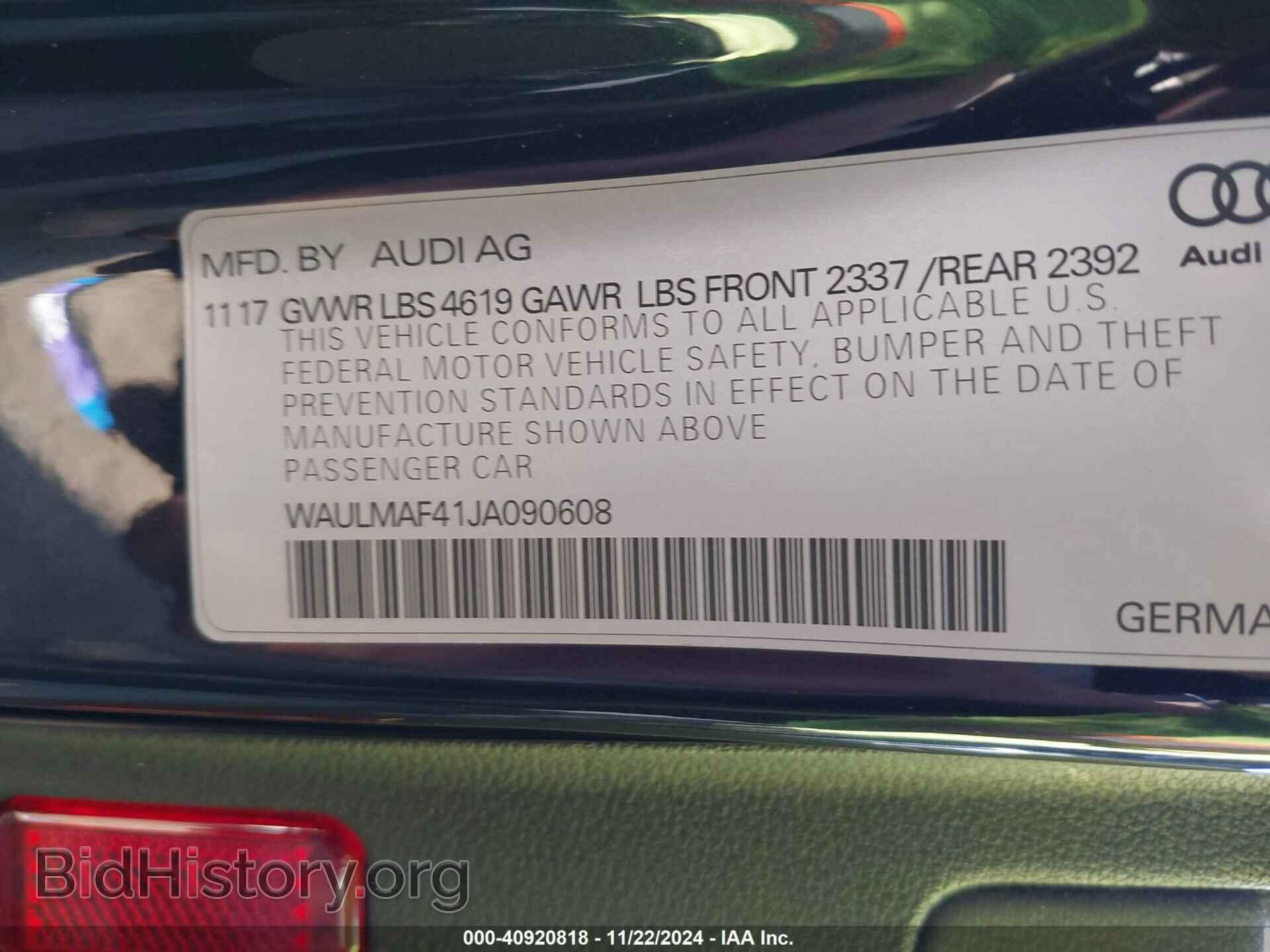 2018 AUDI A4 - VIN: WAULMAF41JA090608 - Фото 9