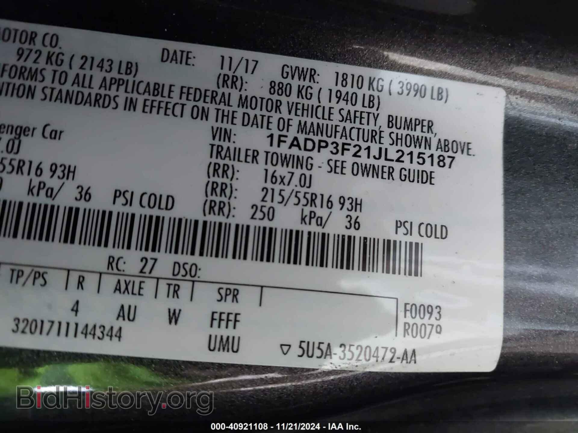 2018 FORD FOCUS - VIN: 1FADP3F21JL215187 - Фото 9