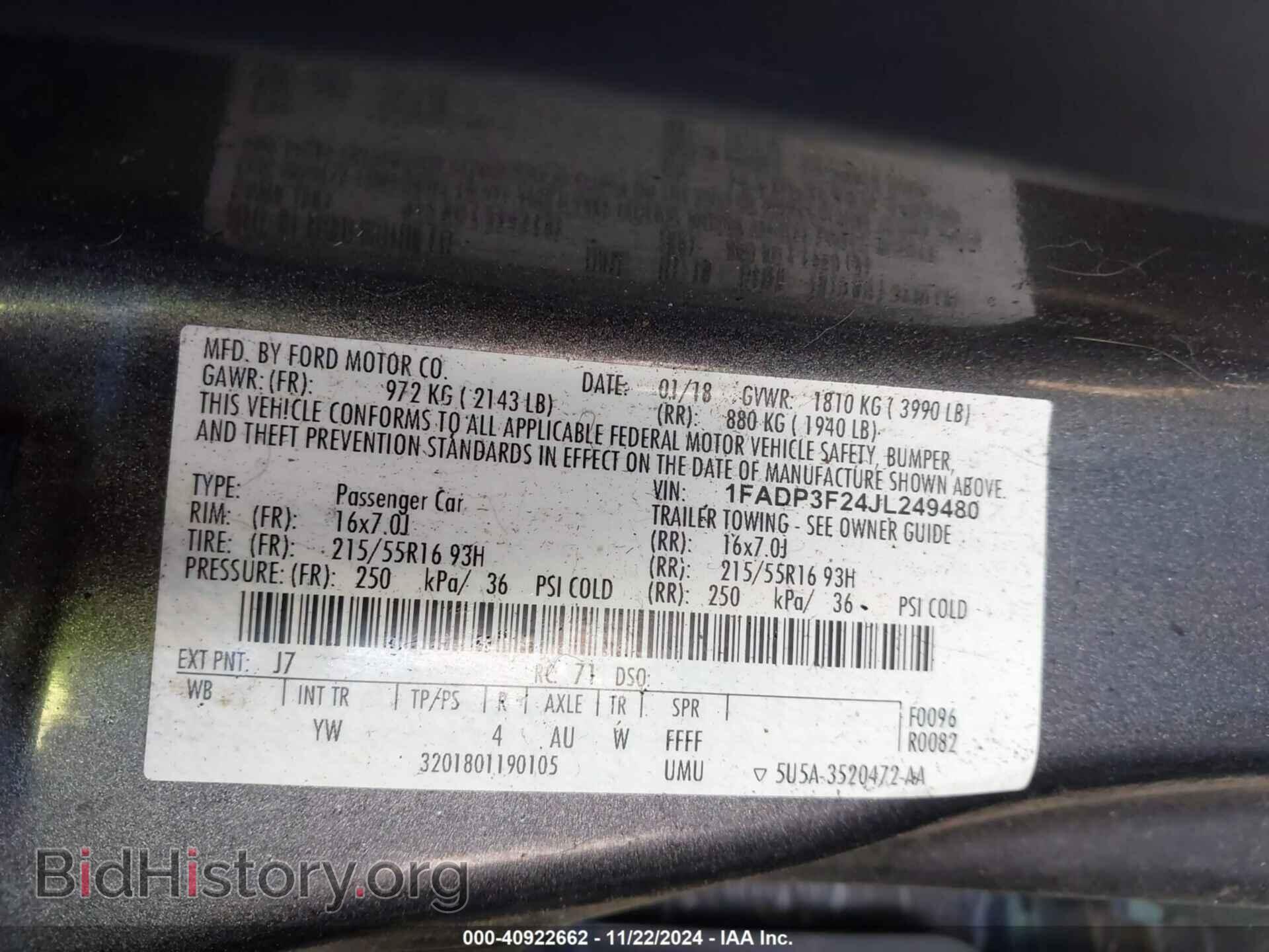 2018 FORD FOCUS - VIN: 1FADP3F24JL249480 - Фото 9