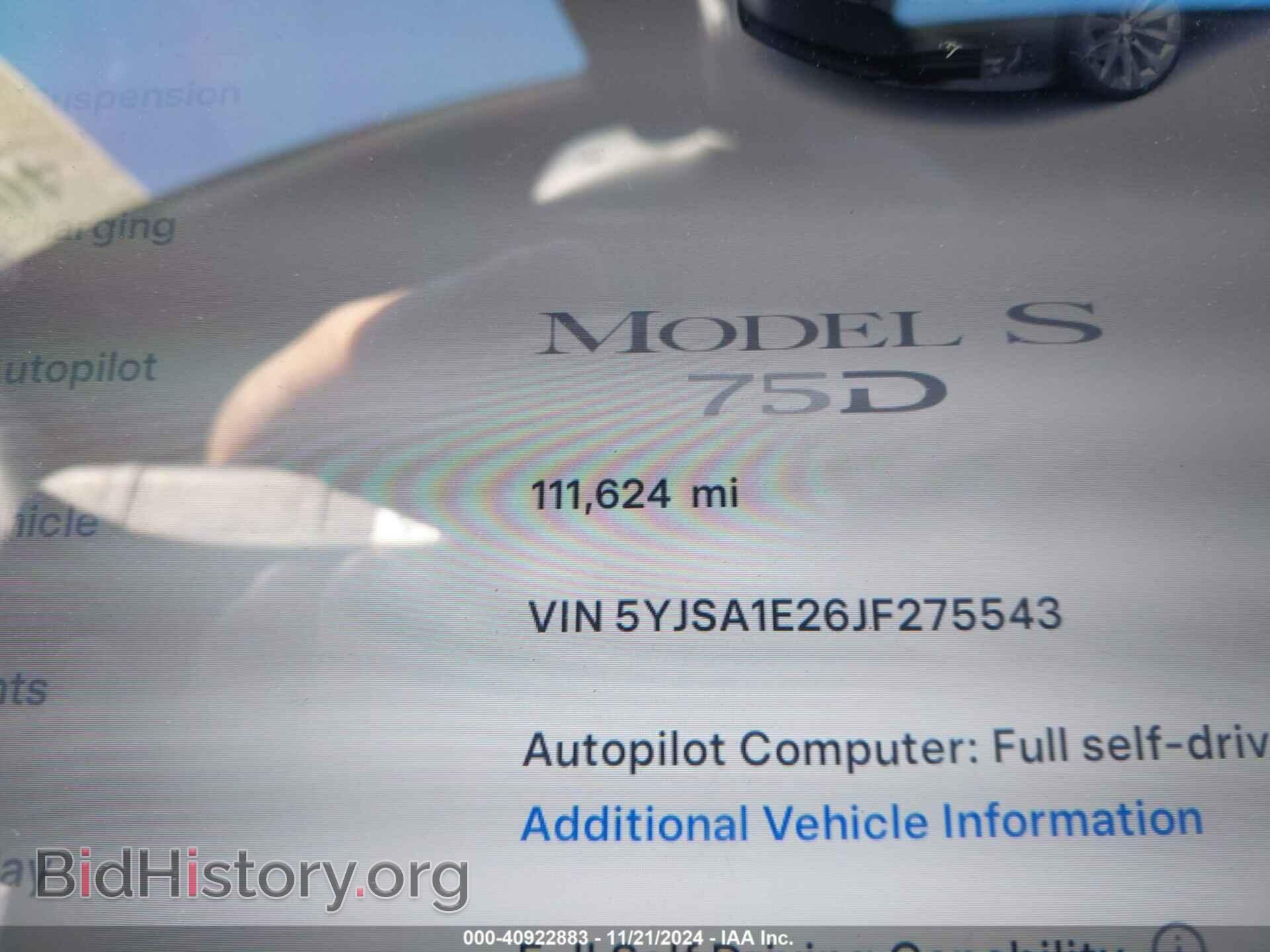 2018 TESLA MODEL S - VIN: 5YJSA1E26JF275543 - Photo 7