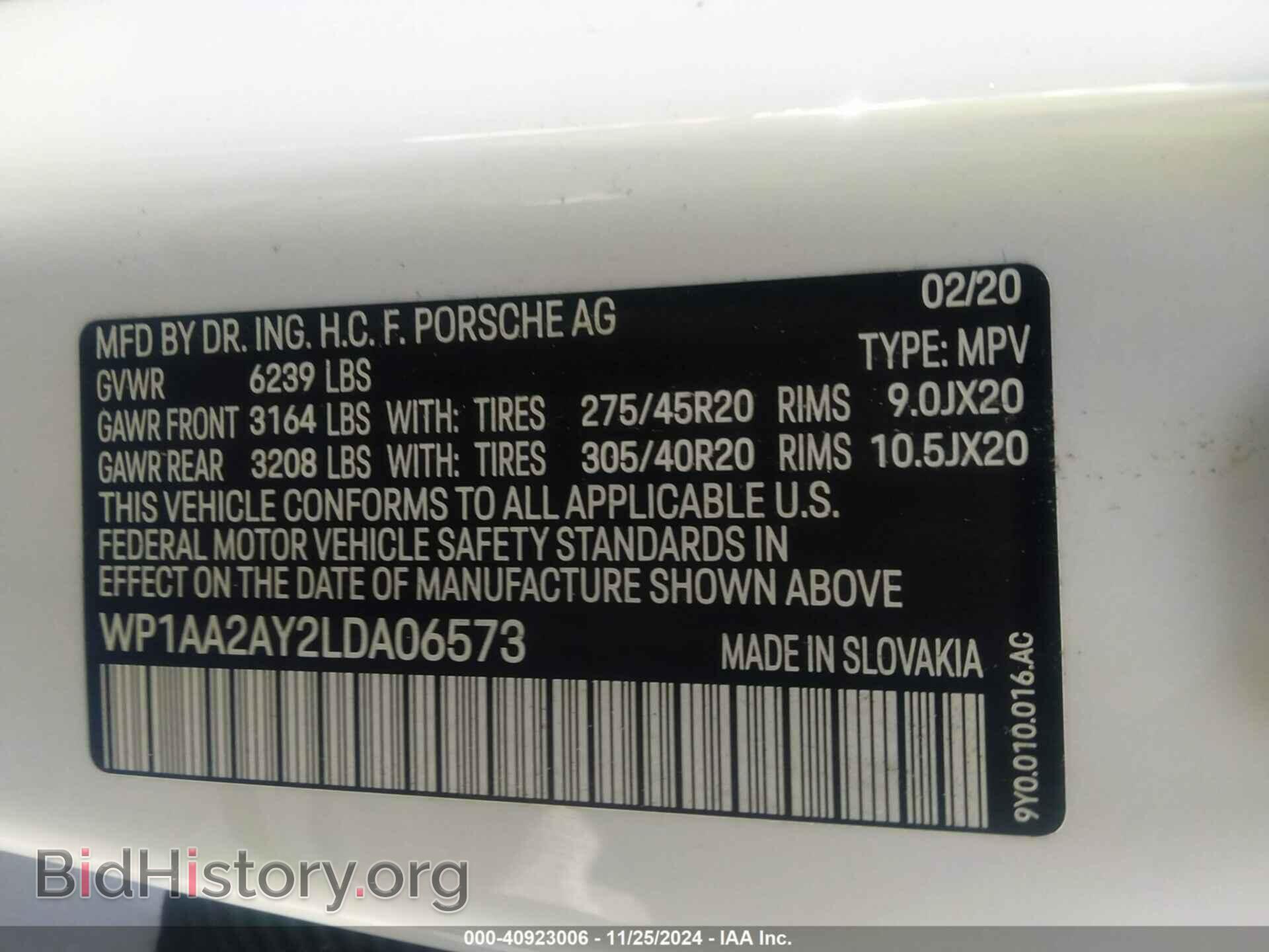 2020 PORSCHE CAYENNE - VIN: WP1AA2AY2LDA06573 - Photo 9