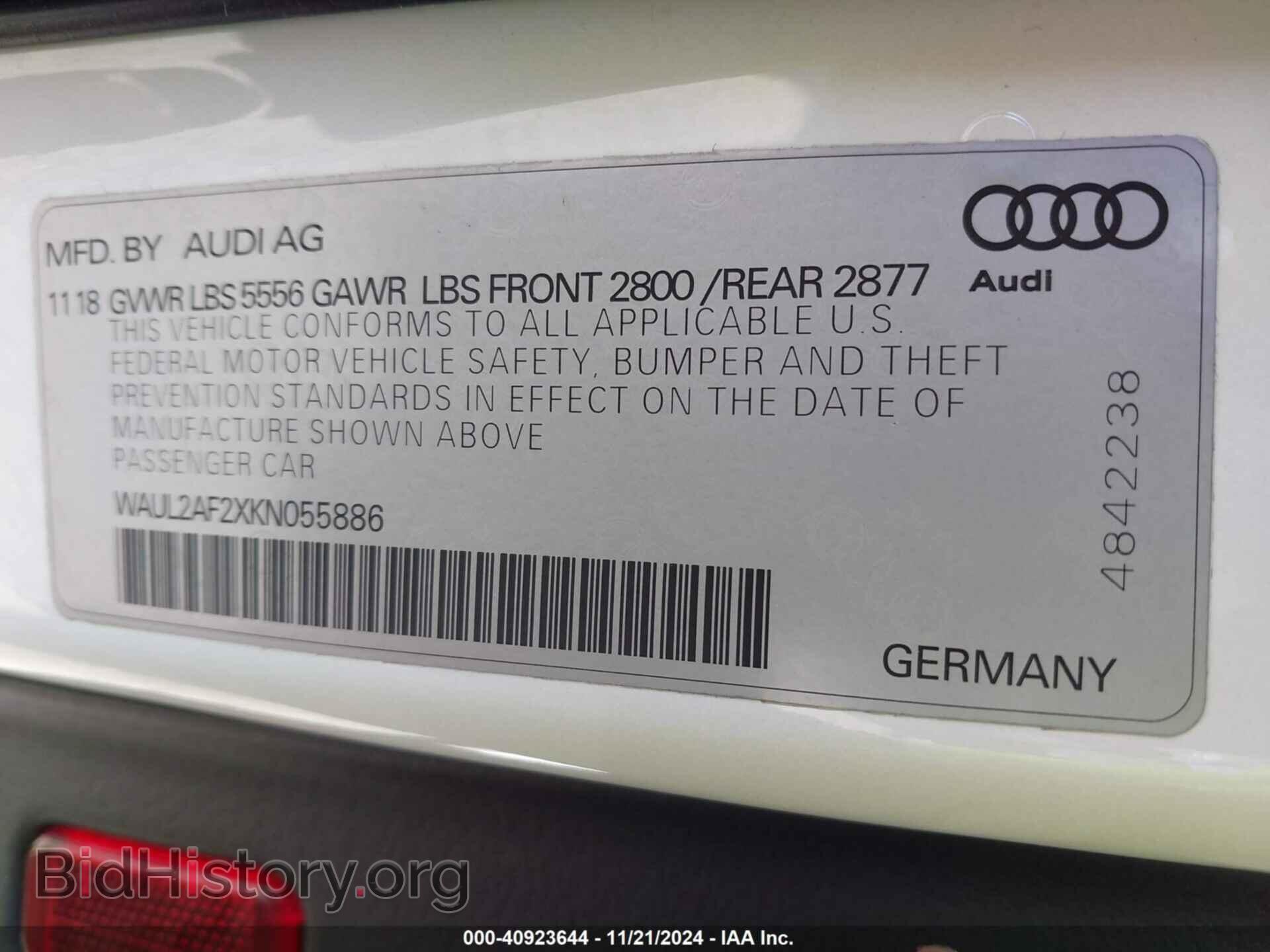 2019 AUDI A6 - VIN: WAUL2AF2XKN055886 - Фото 9