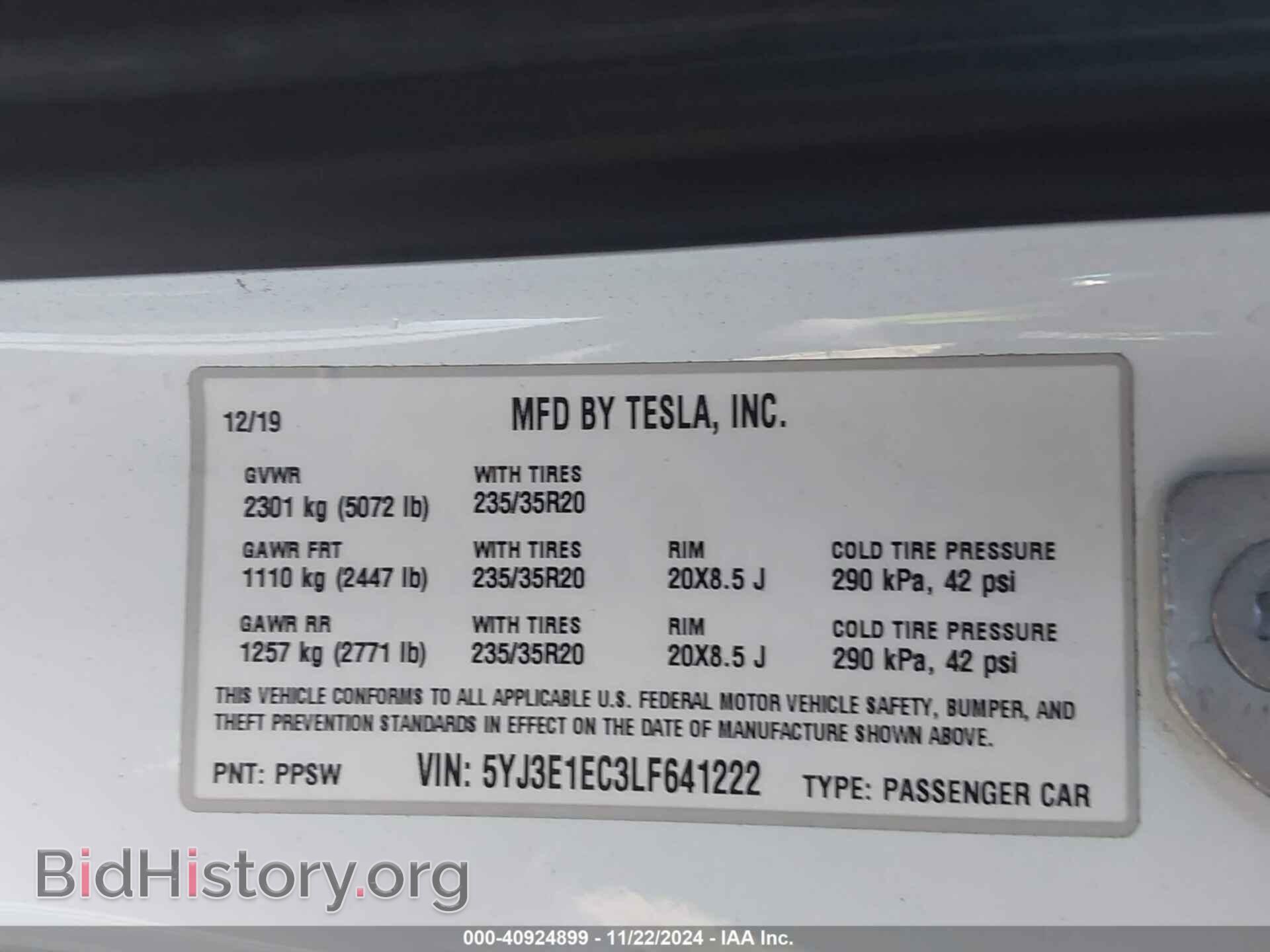 2020 TESLA MODEL 3 - VIN: 5YJ3E1EC3LF641222 - Фото 9