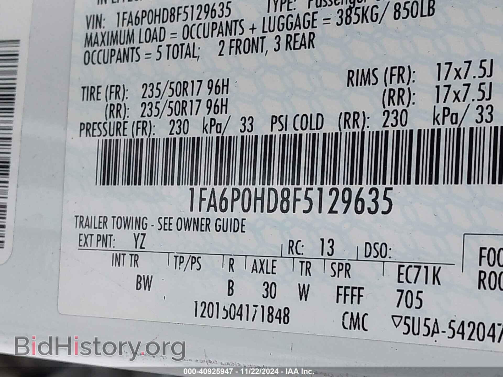 2015 FORD FUSION - VIN: 1FA6P0HD8F5129635 - Фото 9