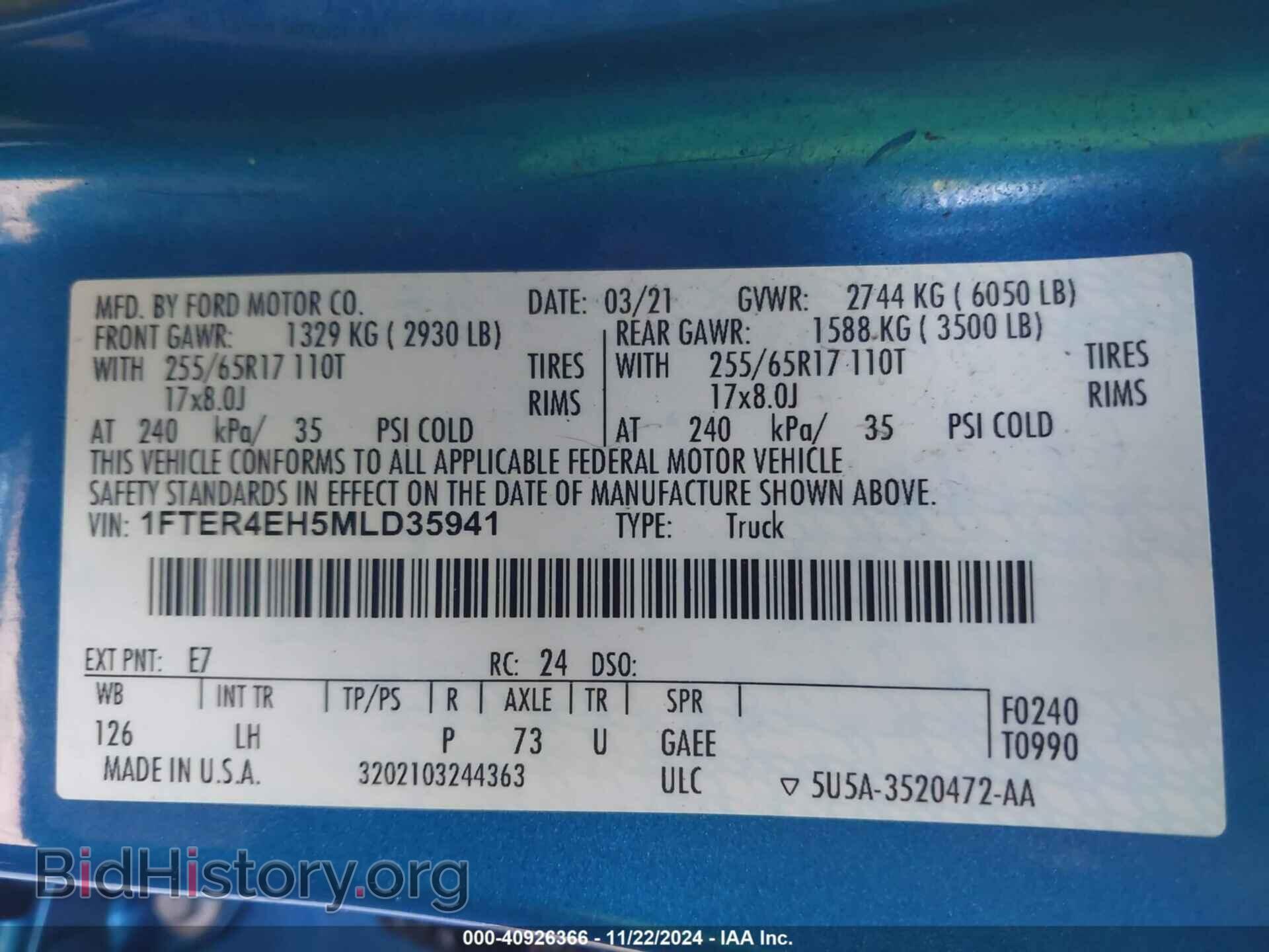 2021 FORD RANGER - VIN: 1FTER4EH5MLD35941 - Photo 9
