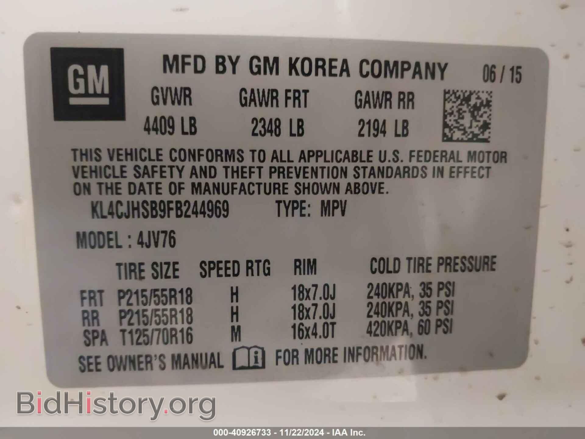 2015 BUICK ENCORE - VIN: KL4CJHSB9FB244969 - Photo 9