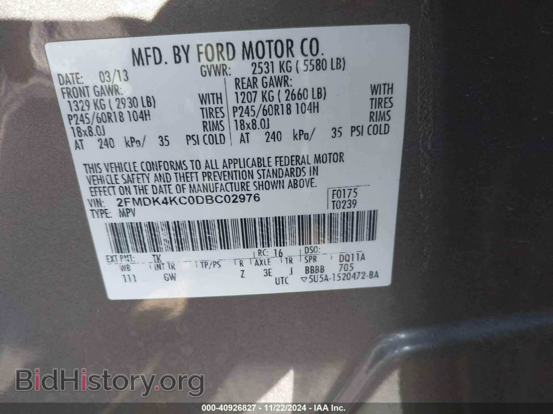 2013 FORD EDGE - VIN: 2FMDK4KC0DBC02976 - Photo 9
