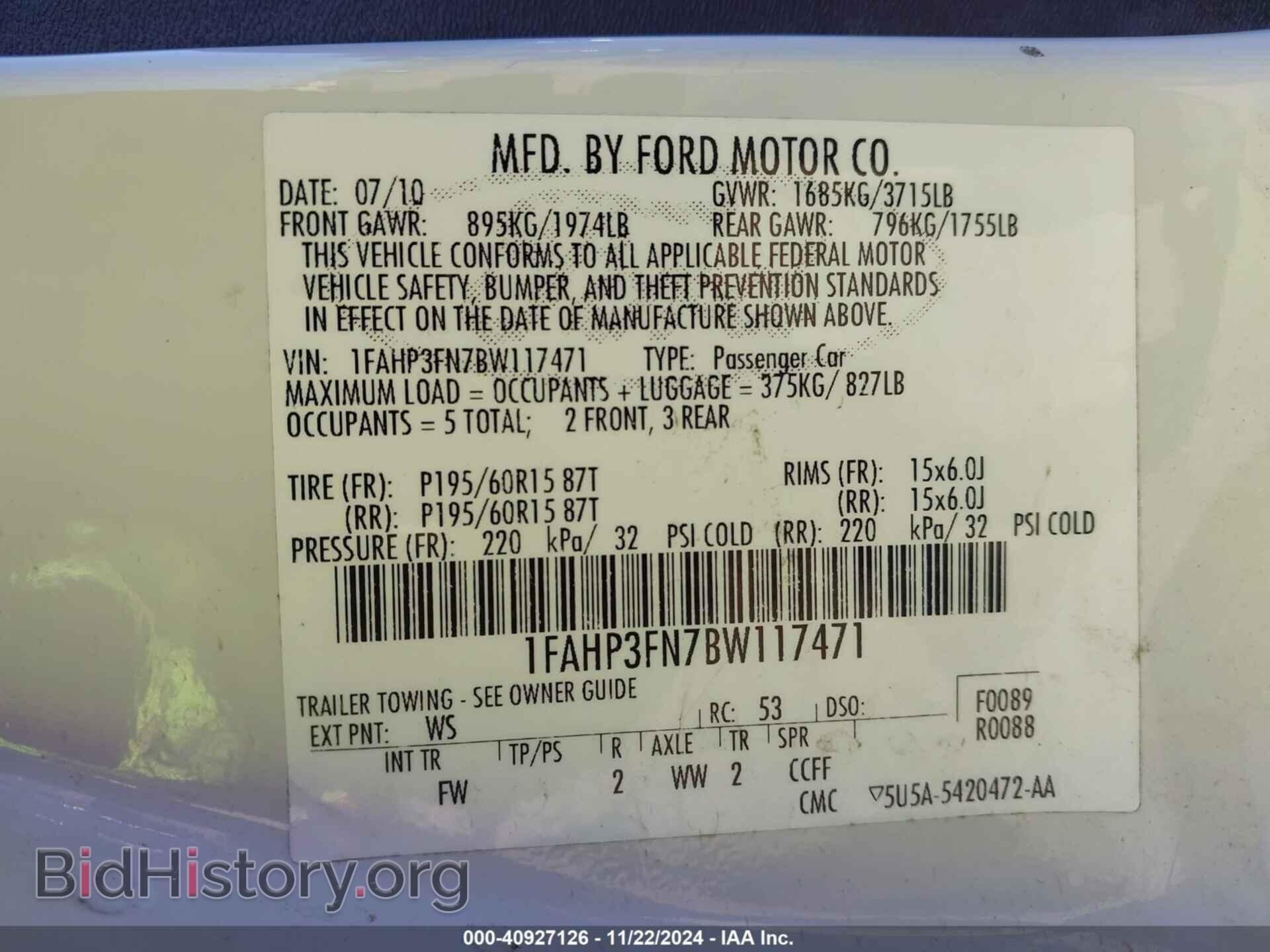 2011 FORD FOCUS - VIN: 1FAHP3FN7BW117471 - Фото 9