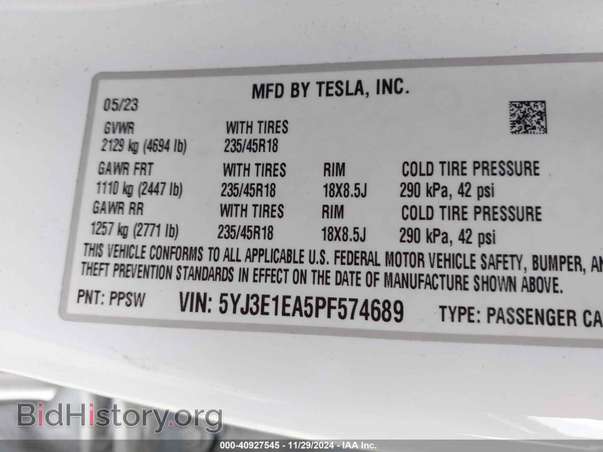 2023 TESLA MODEL 3 - VIN: 5YJ3E1EA5PF574689 - Фото 9