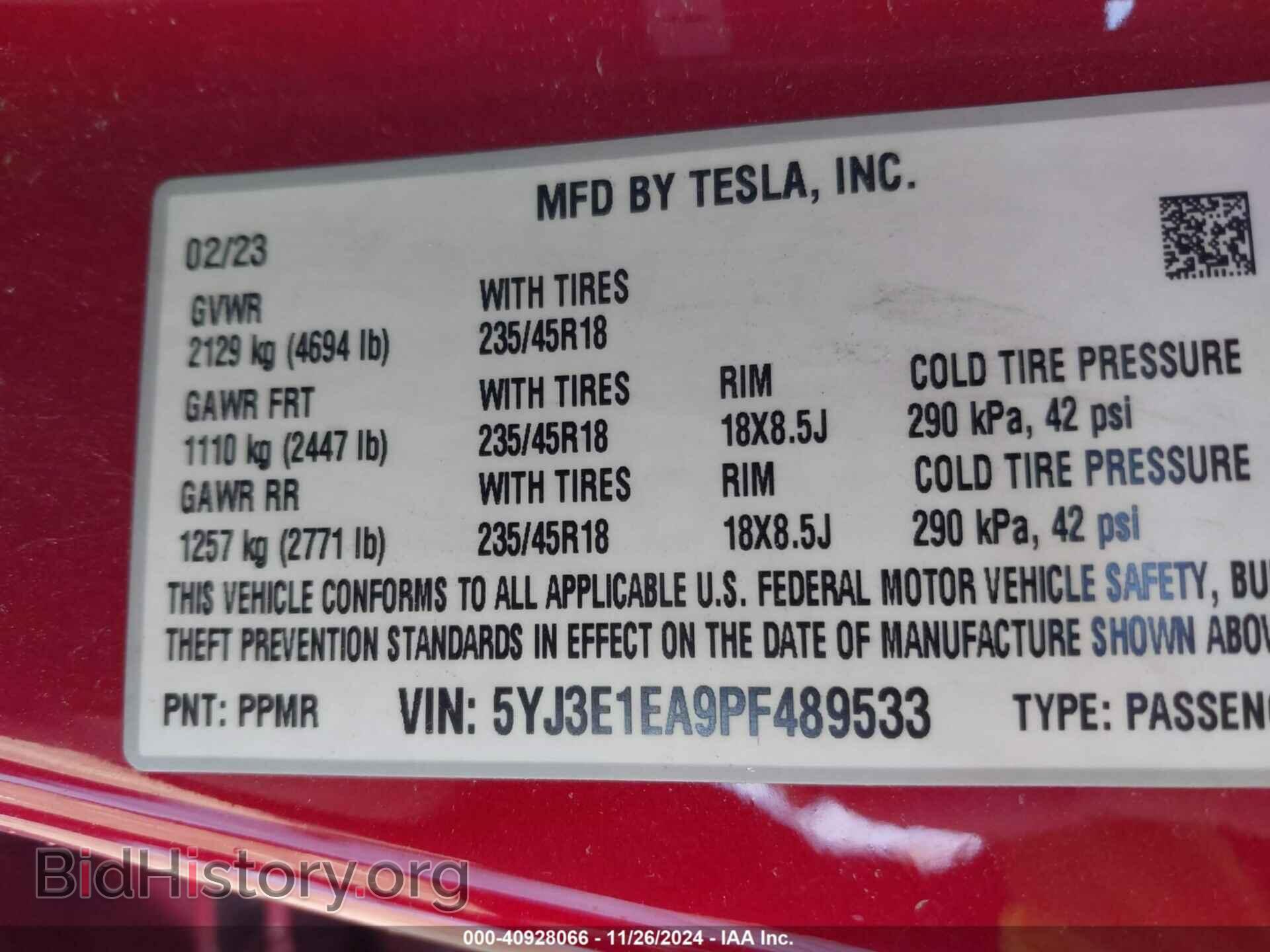 2023 TESLA MODEL 3 - VIN: 5YJ3E1EA9PF489533 - Фото 9