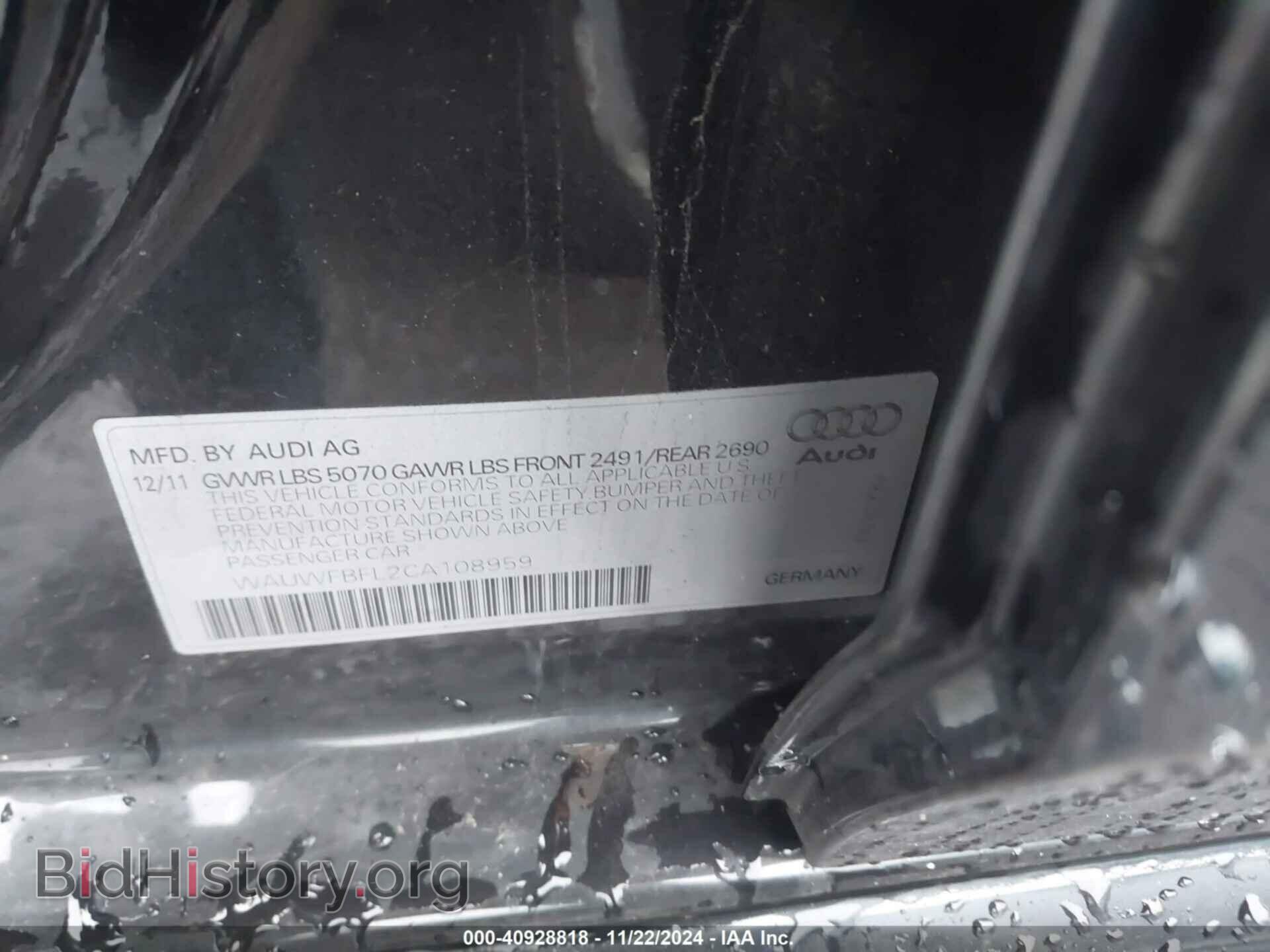 2012 AUDI A4 - VIN: WAUWFBFL2CA108959 - Photo 9