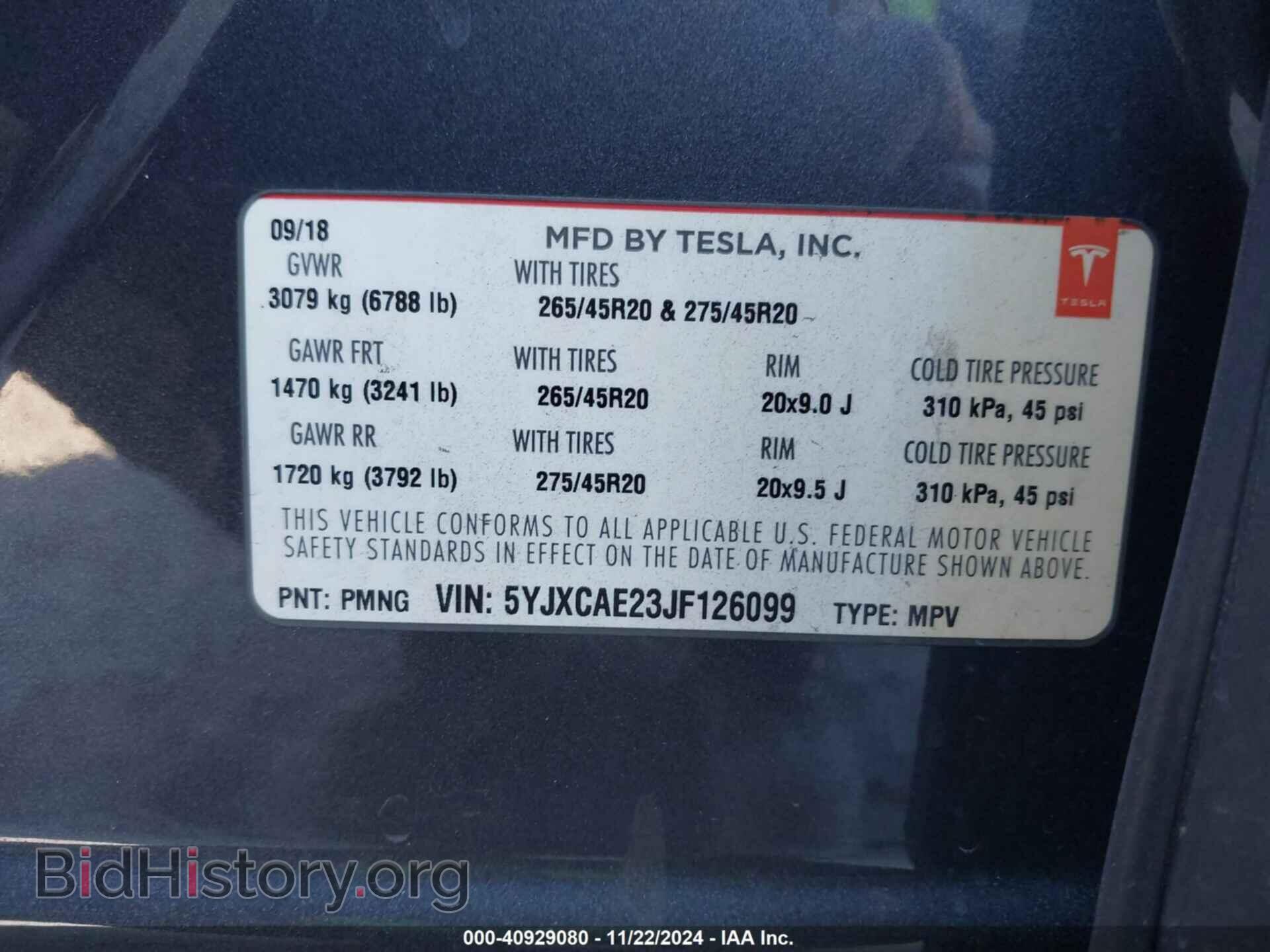 2018 TESLA MODEL X - VIN: 5YJXCAE23JF126099 - Photo 9