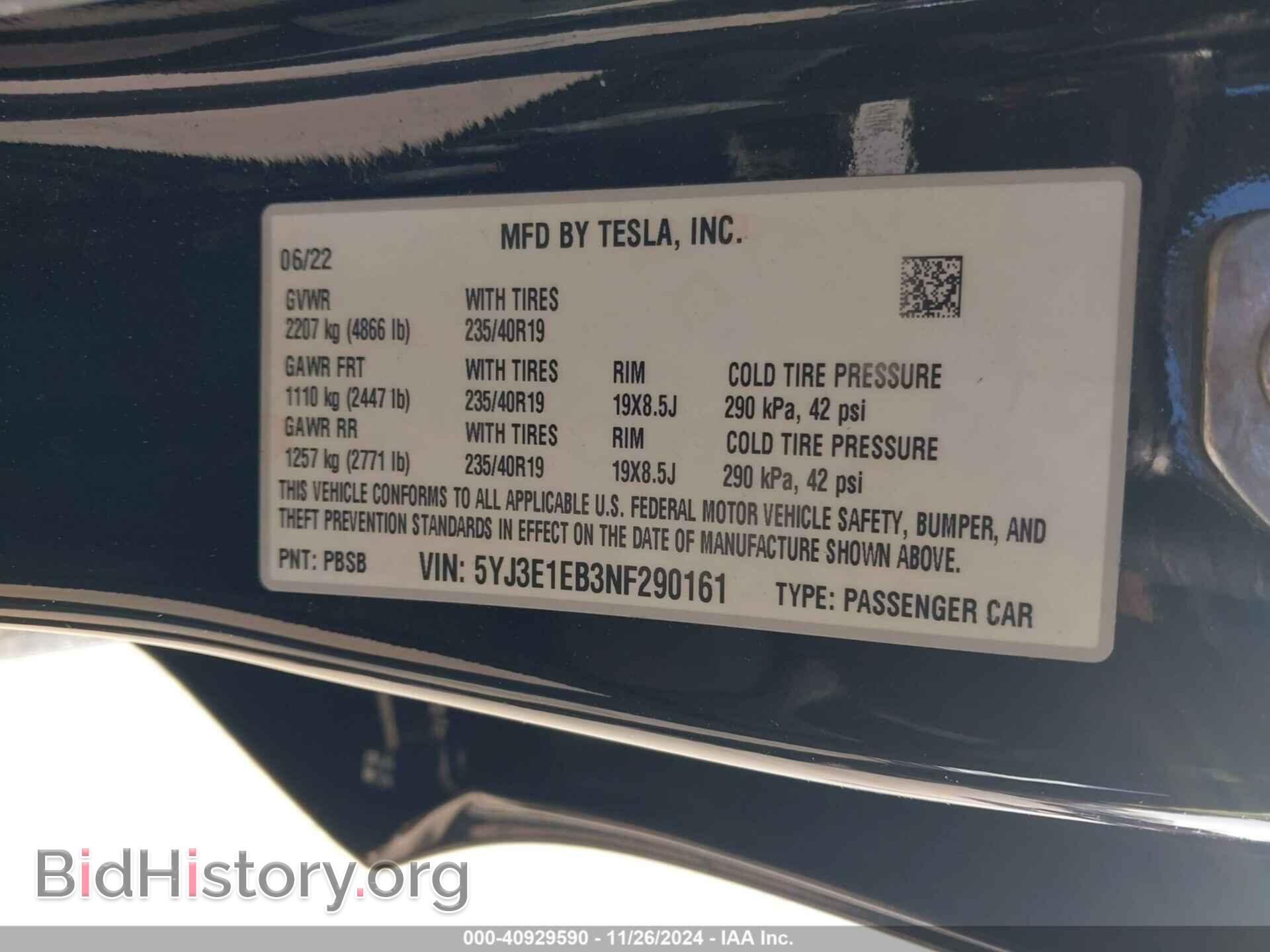 2022 TESLA MODEL 3 - VIN: 5YJ3E1EB3NF290161 - Фото 9