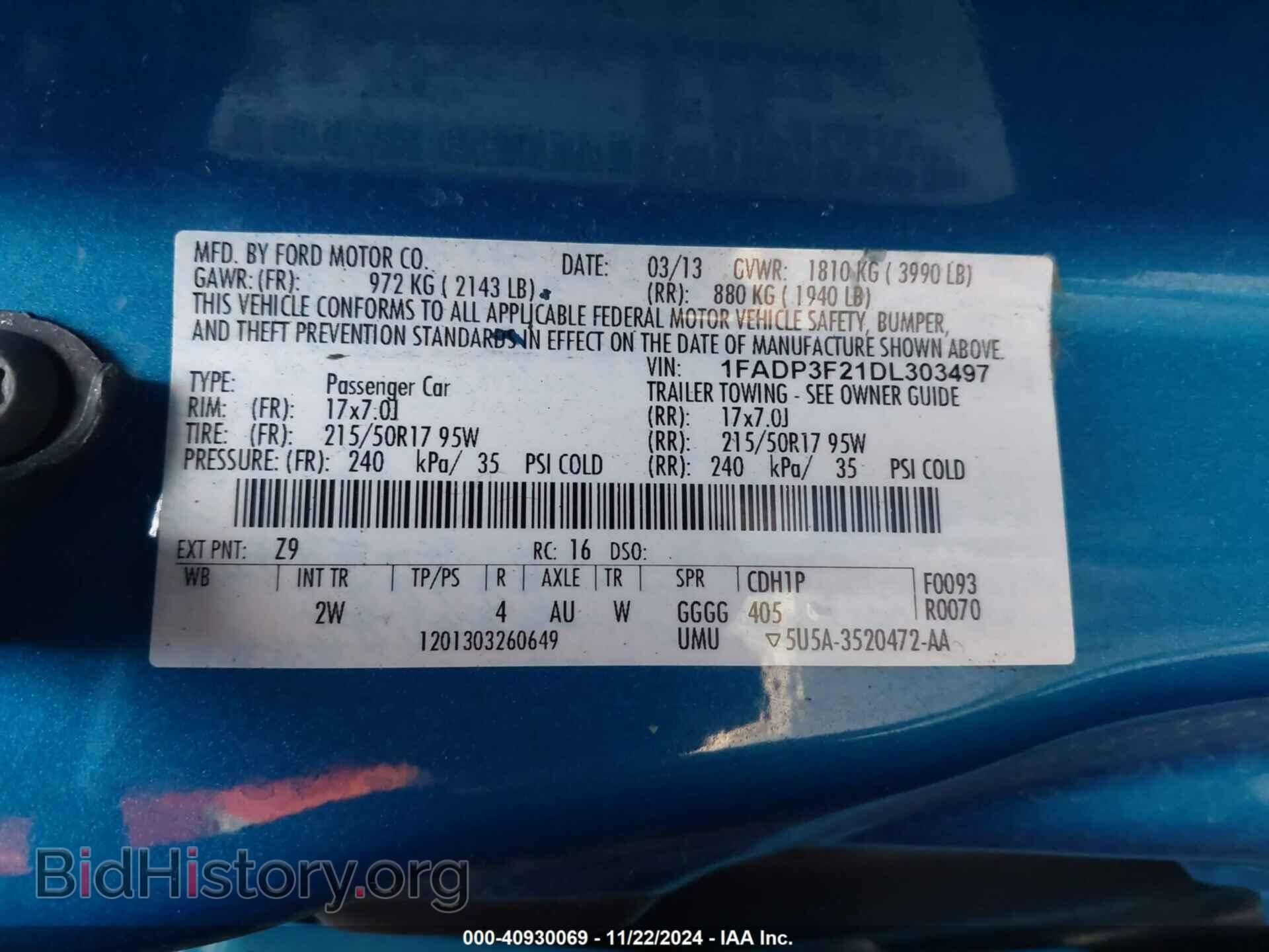 2013 FORD FOCUS - VIN: 1FADP3F21DL303497 - Photo 9