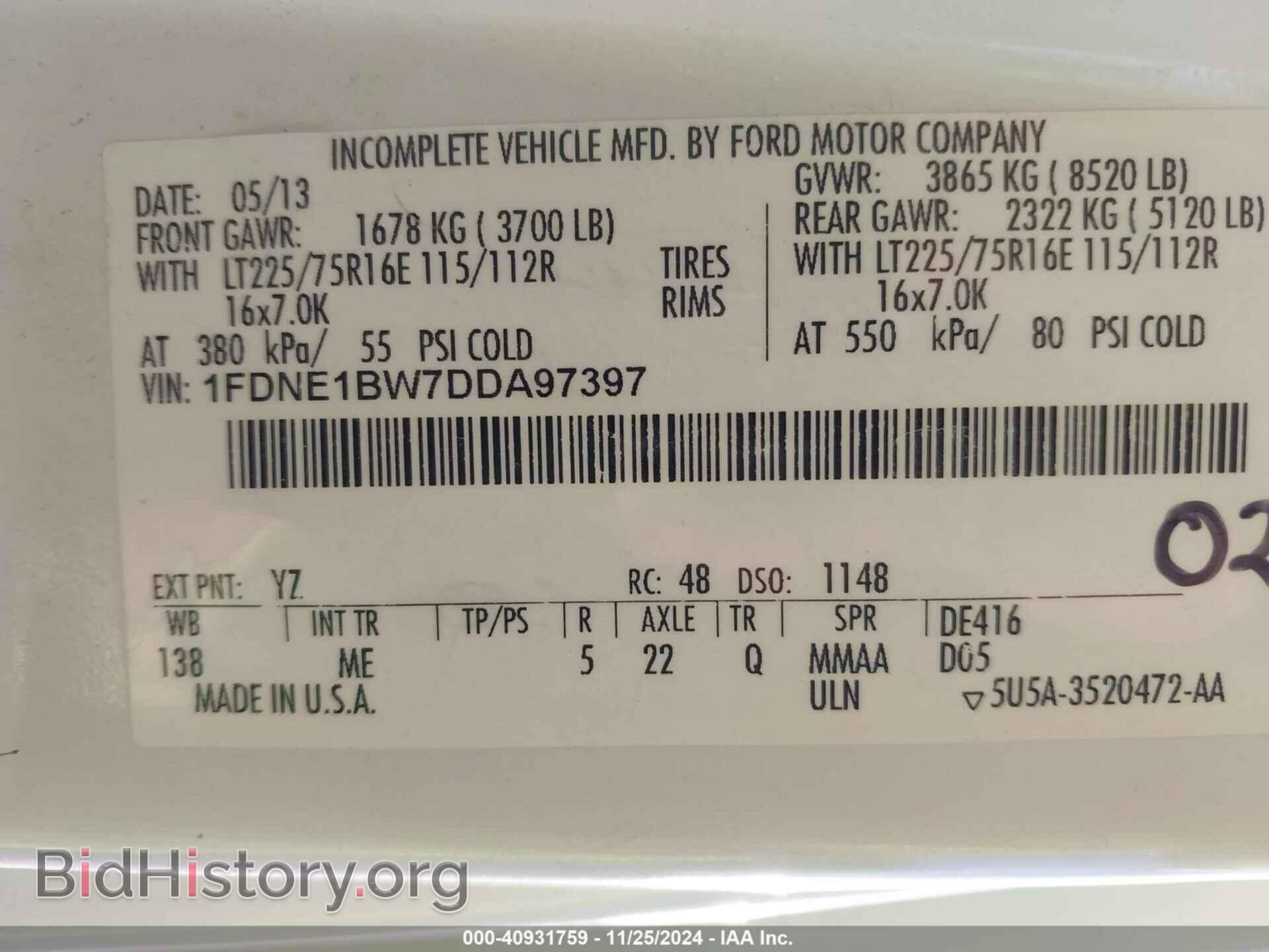 2013 FORD E-150 - VIN: 1FDNE1BW7DDA97397 - Фото 9