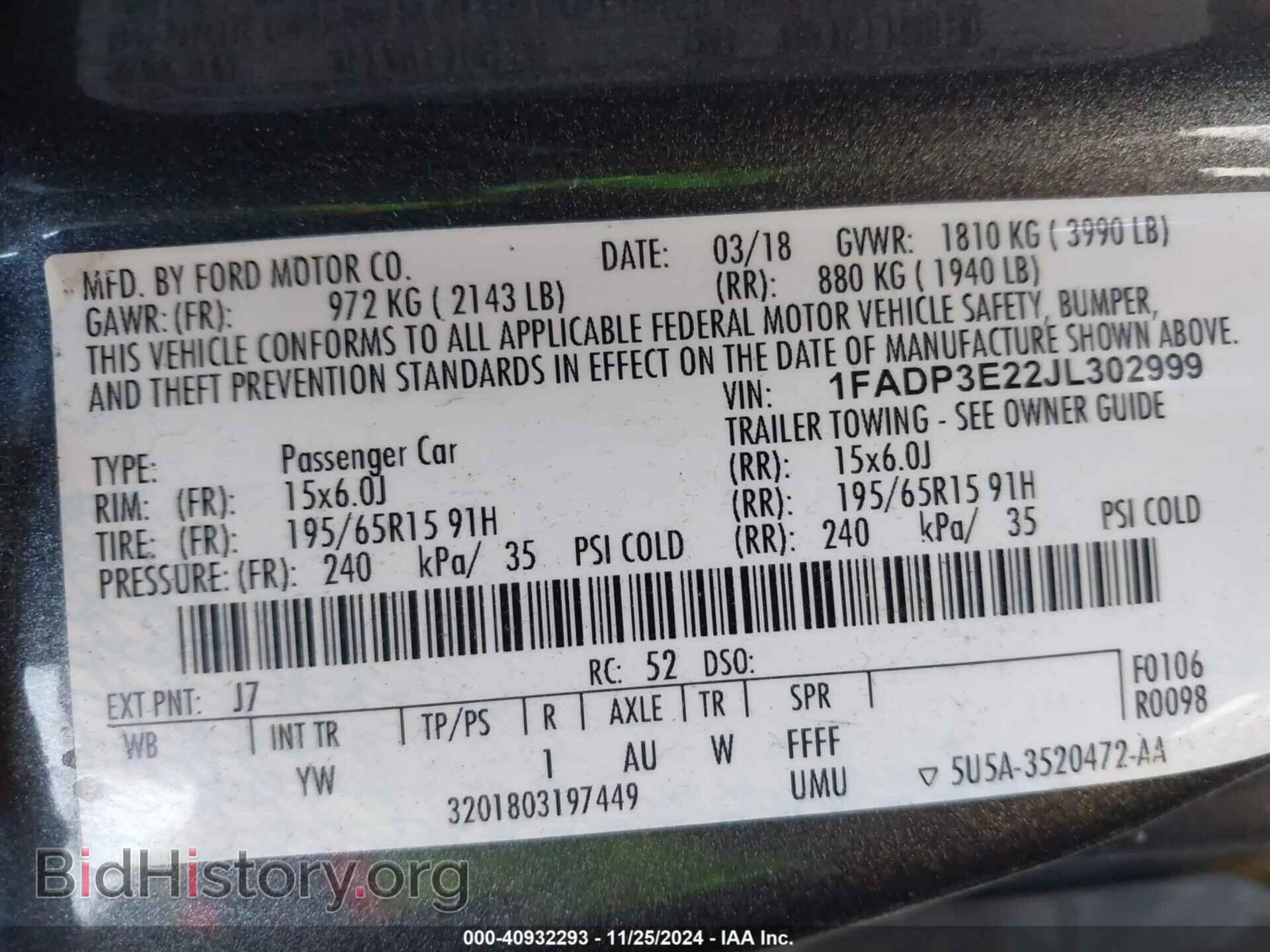 2018 FORD FOCUS - VIN: 1FADP3E22JL302999 - Фото 9