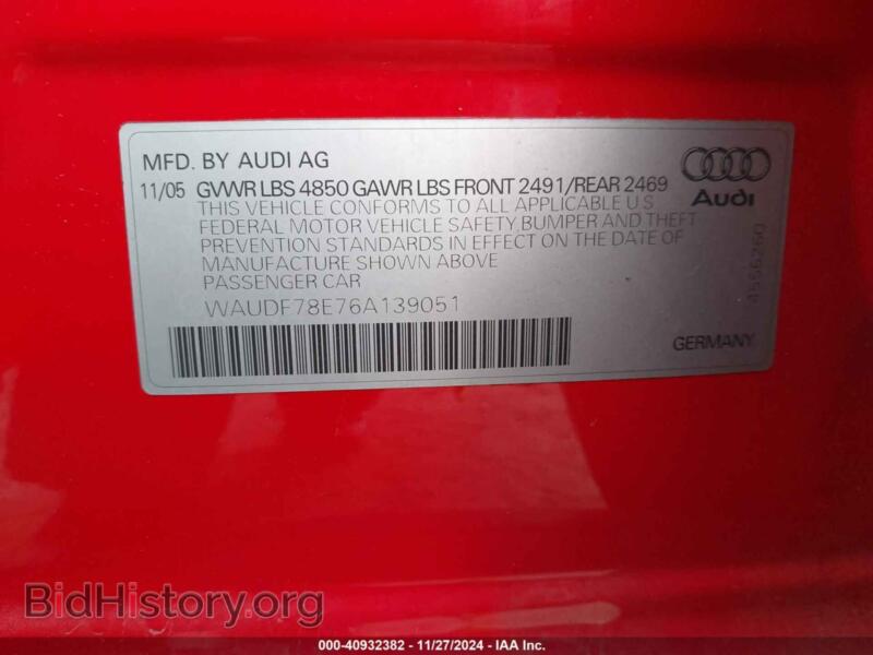 2006 Audi A4 (VIN WAUDF78E76A139051) — photo 9 of 16