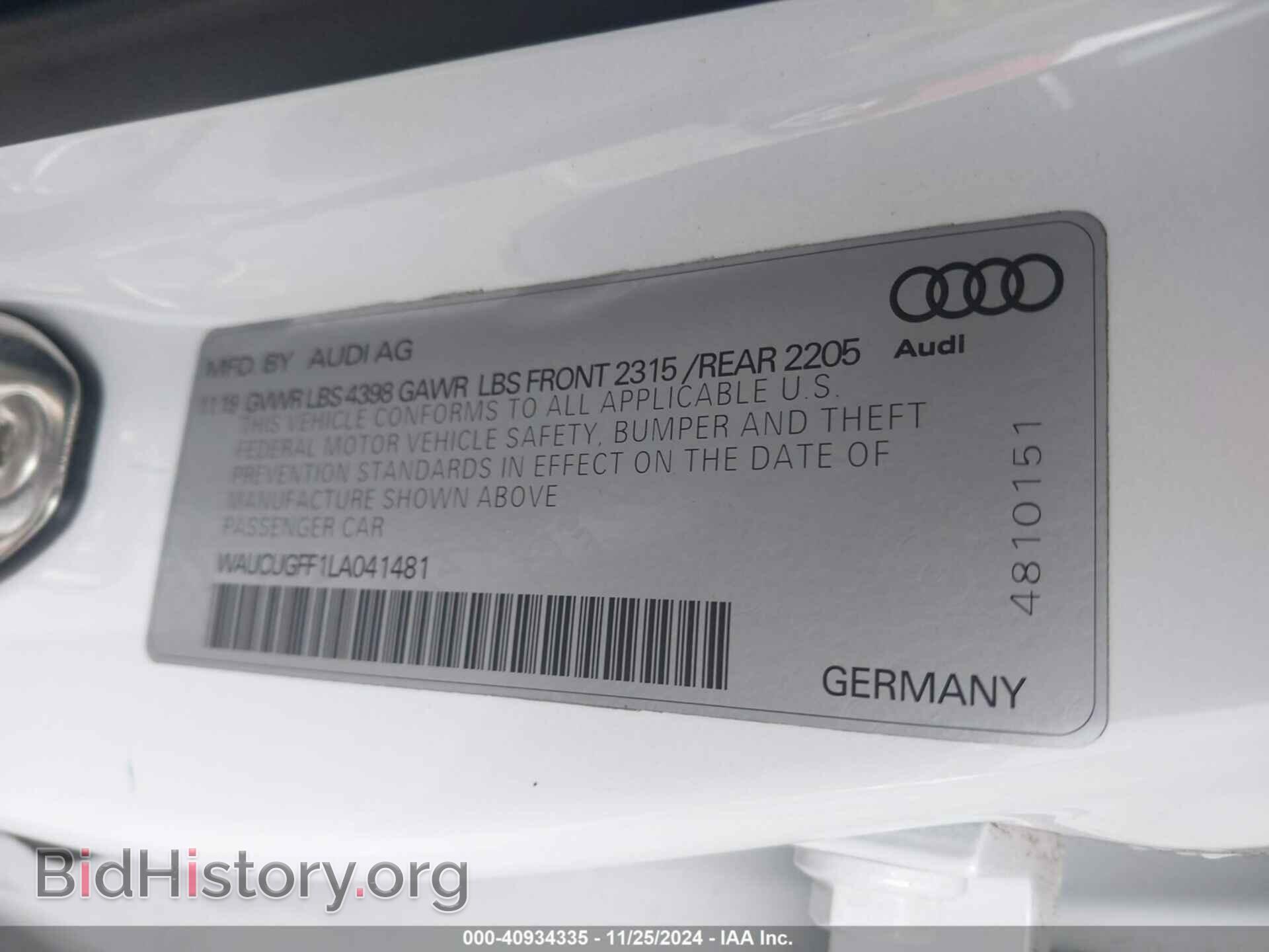 2020 AUDI A3 - VIN: WAUCUGFF1LA041481 - Фото 9