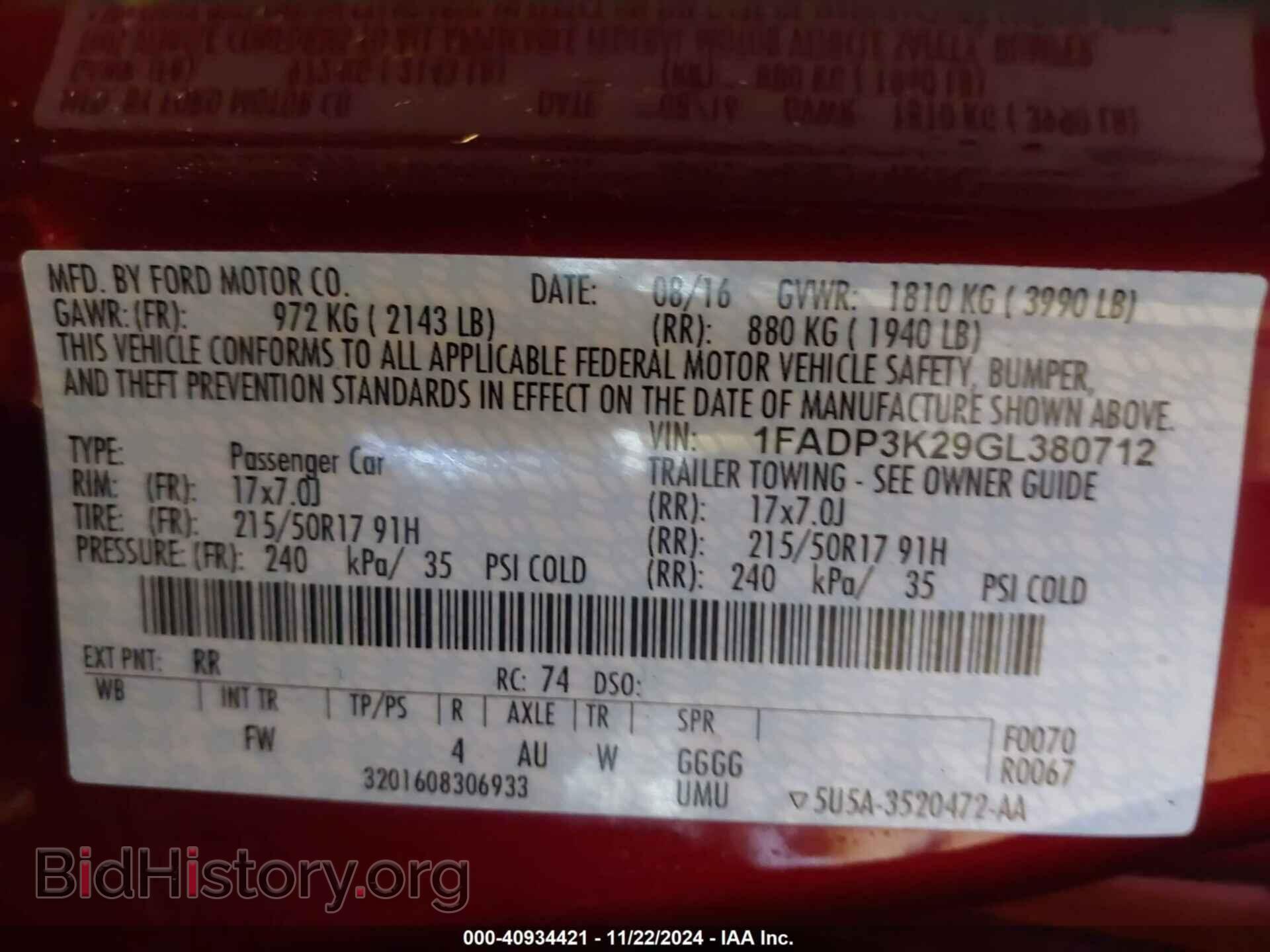 2016 FORD FOCUS - VIN: 1FADP3K29GL380712 - Photo 9