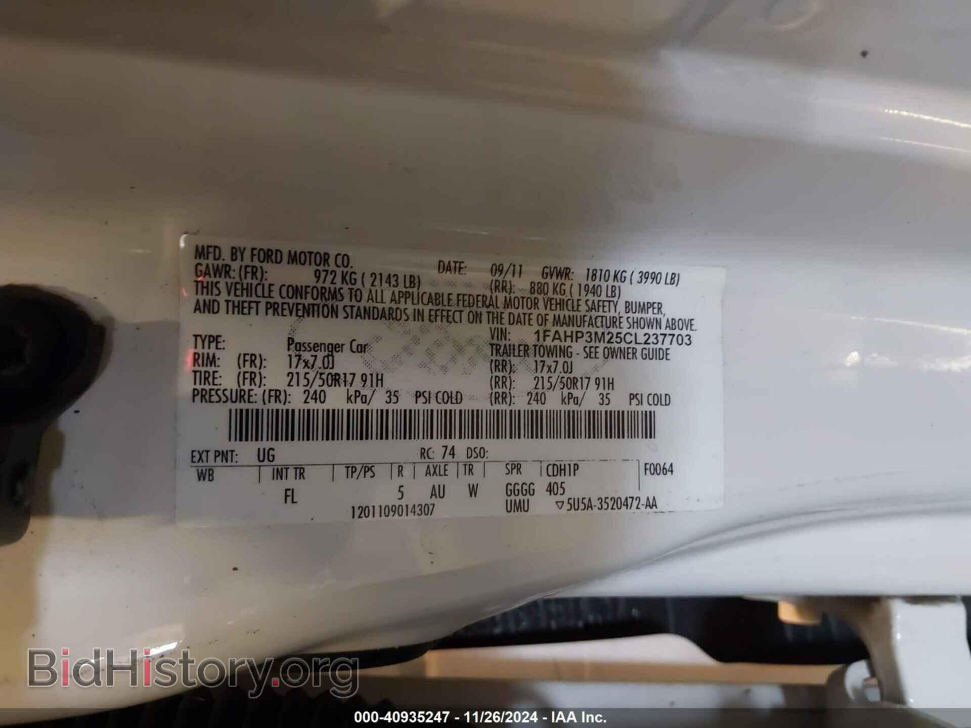2012 FORD FOCUS - VIN: 1FAHP3M25CL237703 - Фото 9
