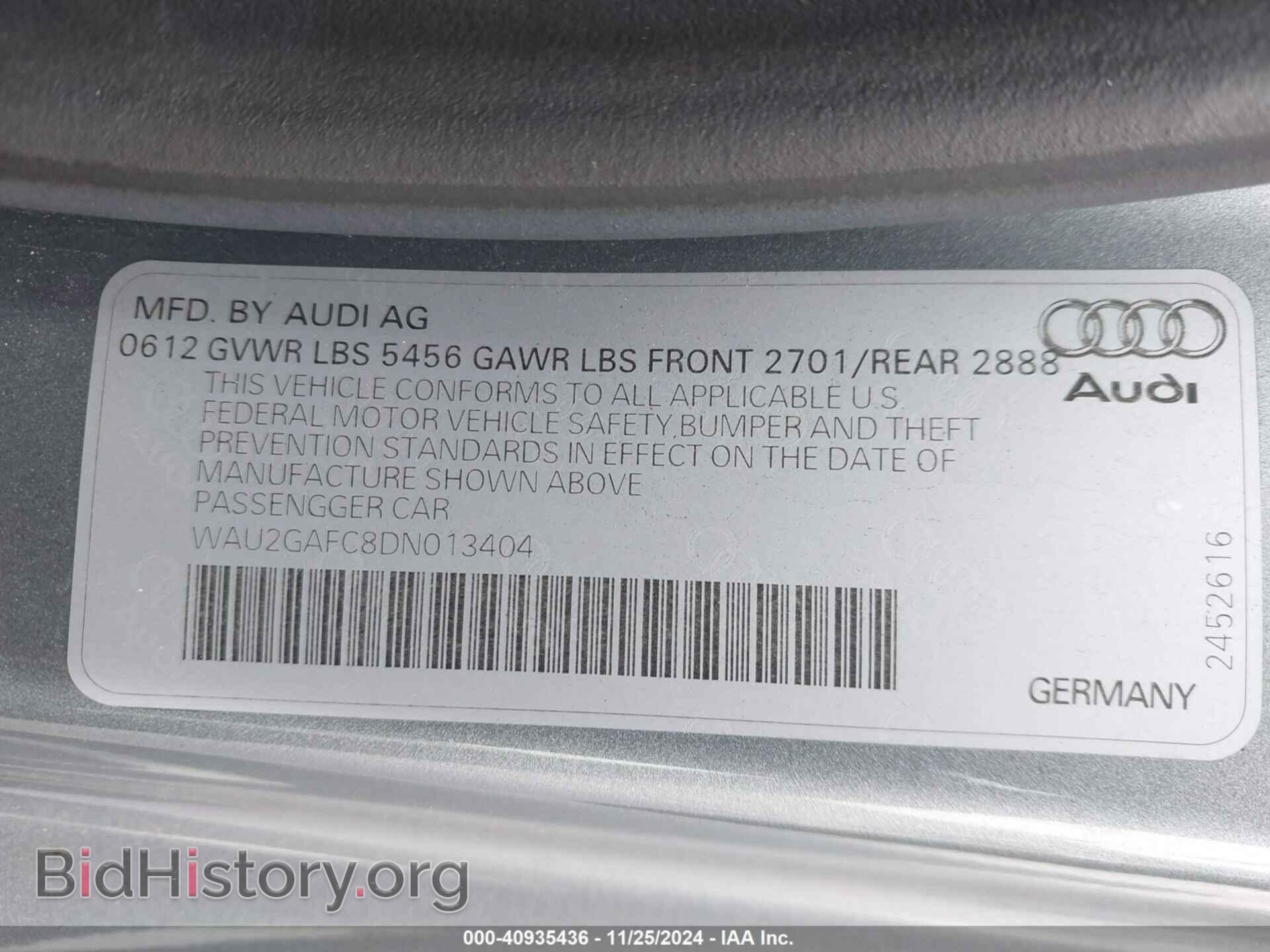 2013 AUDI A7 - VIN: WAU2GAFC8DN013404 - Фото 9
