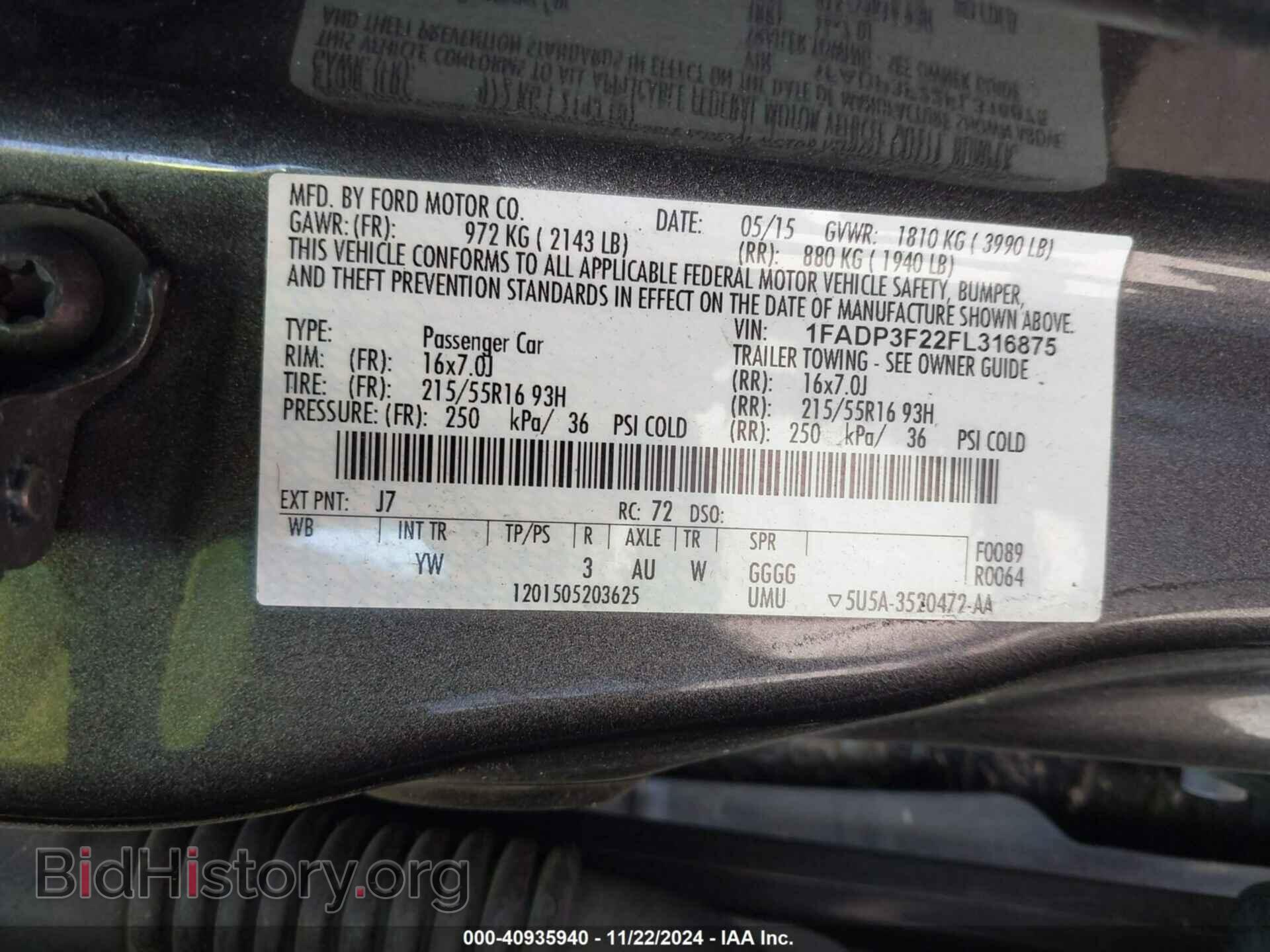 2015 FORD FOCUS - VIN: 1FADP3F22FL316875 - Фото 9