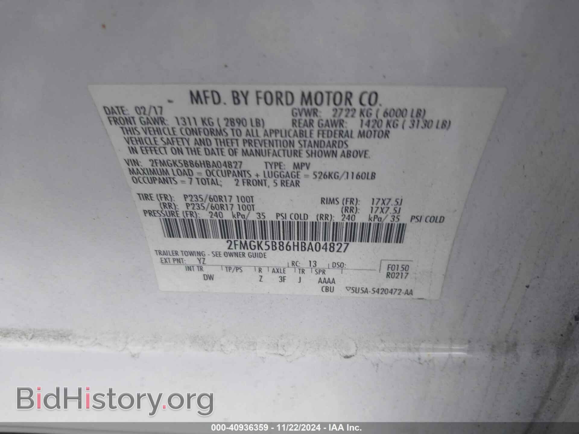 2017 FORD FLEX - VIN: 2FMGK5B86HBA04827 - Photo 9