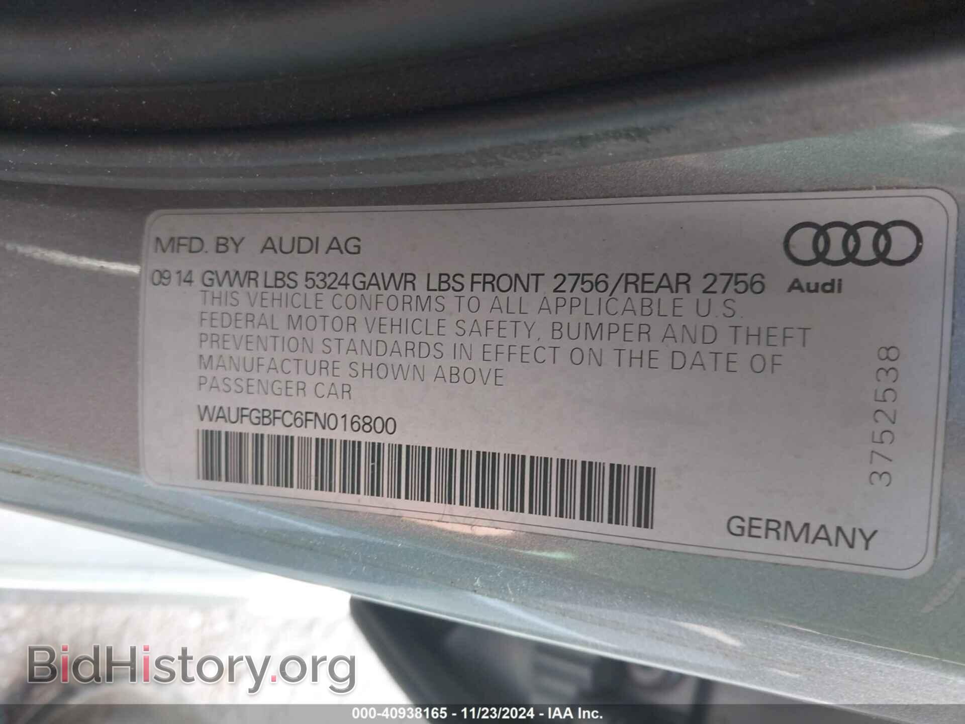 2015 AUDI A6 - VIN: WAUFGBFC6FN016800 - Фото 9